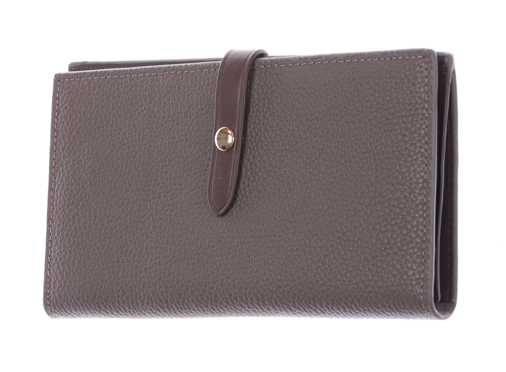 ABELIA : portafoglio donna, pelle morbida, super sottile, colore: TAUPE / TESTAMORO, Made in Italy (Portafoglio
