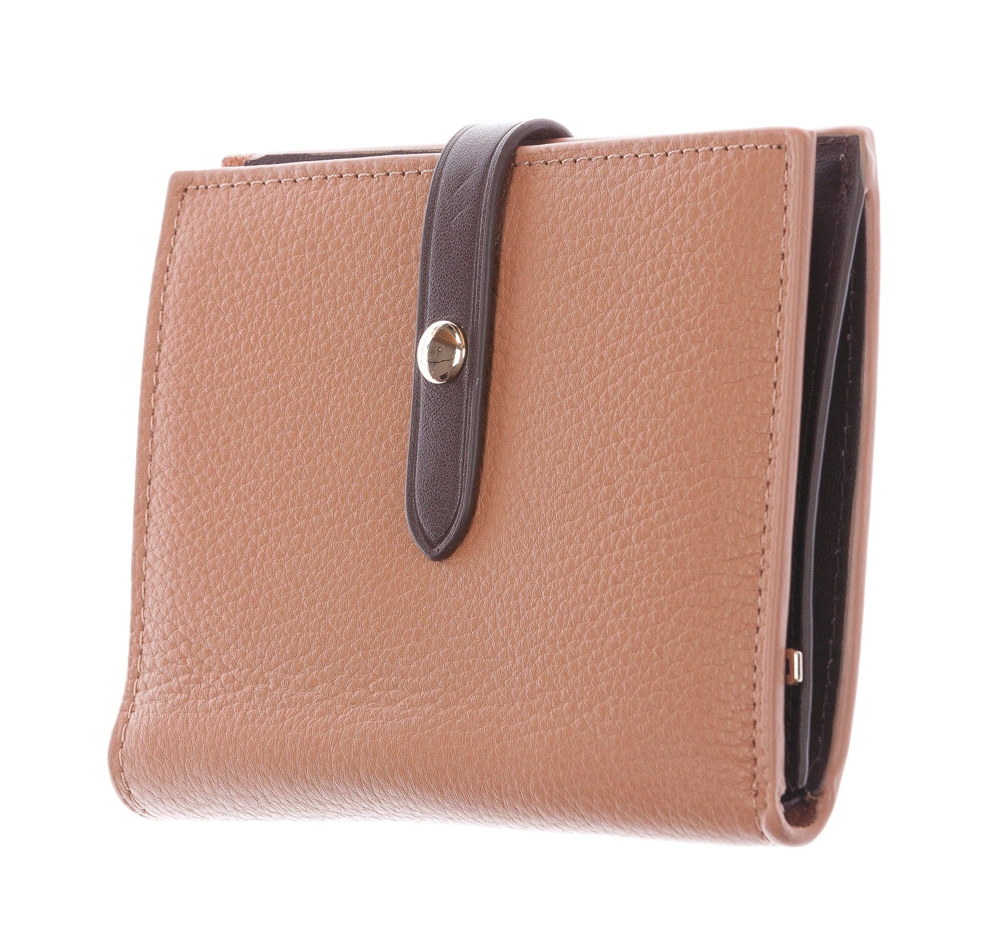 ABELIA MINI : portafoglio donna, pelle morbida, super sottile, colore : MARRONE / TESTA MORO, Made in Italy (Portafoglio)