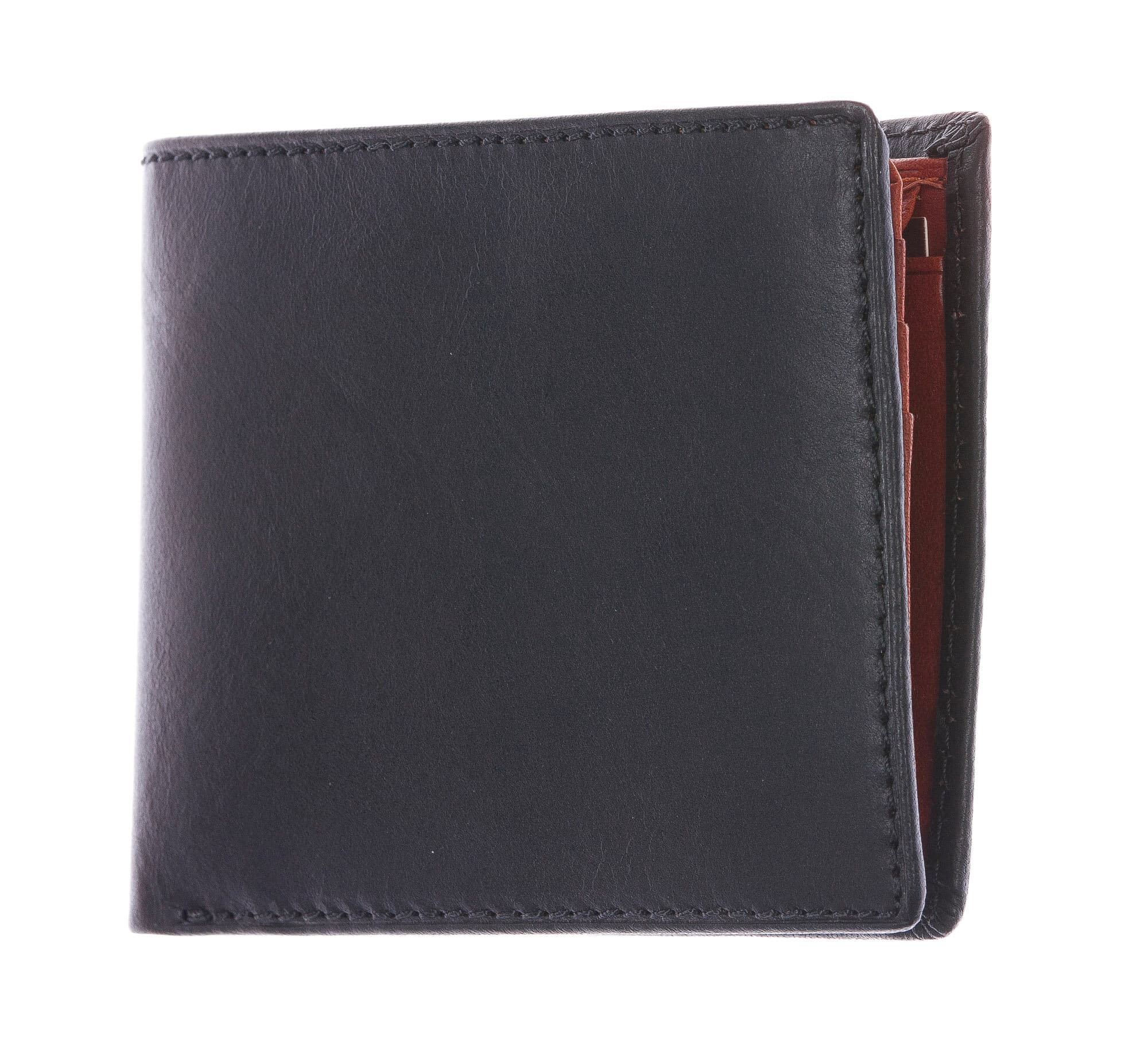 LAOS: portafoglio uomo in cuoio, colore: NERO / MIELE, Made in Italy