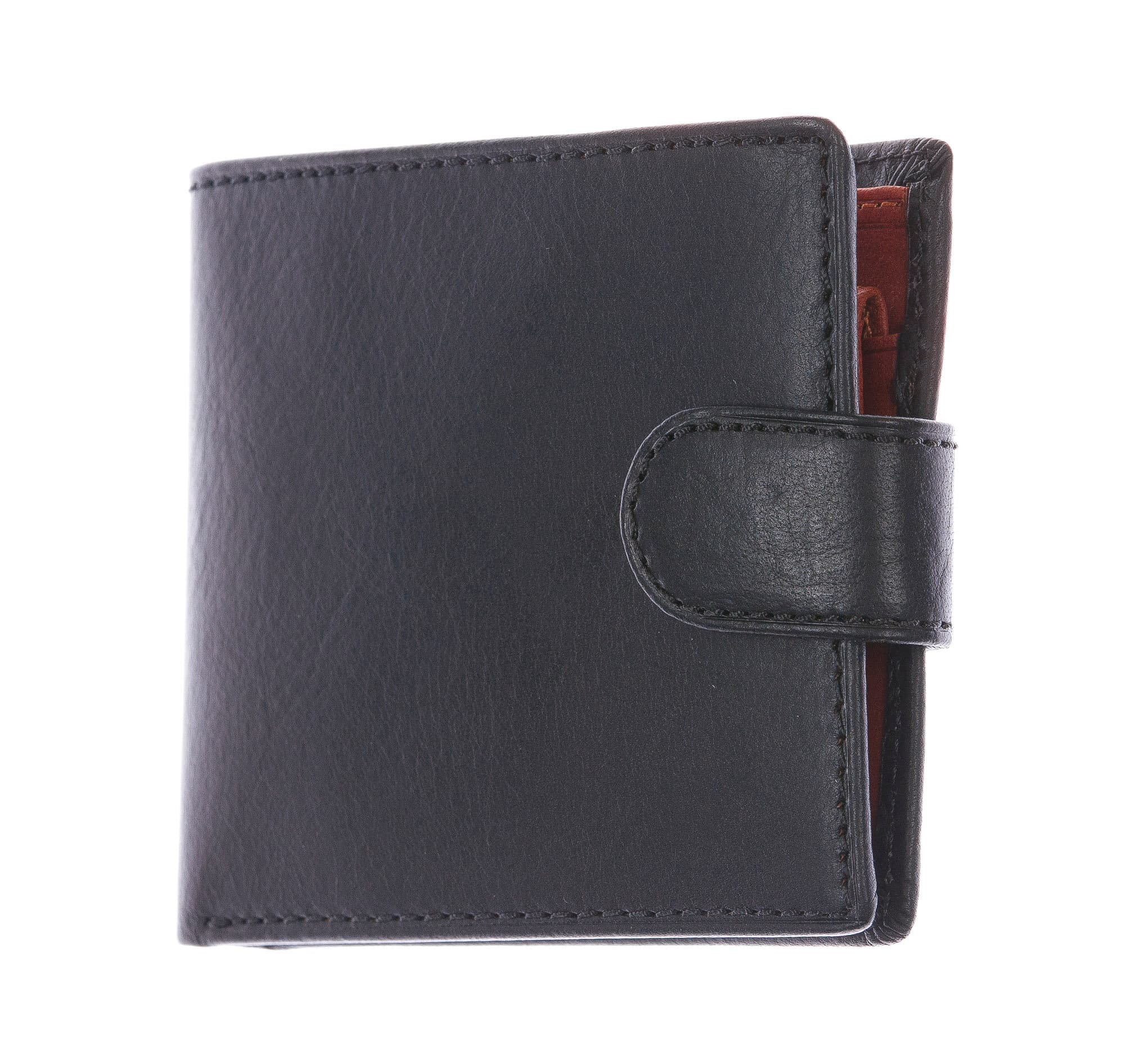 LESOTHO: portafoglio uomo in cuoi, colore: NERO / MIELE, Made in Italy