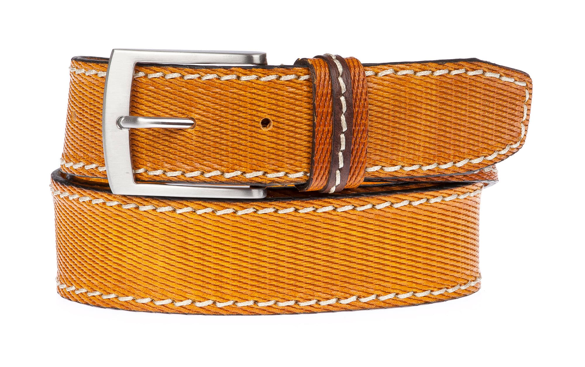 PAVIA: cintura uomo in cuoio stampato, colore: GIALLO, Made in Italy