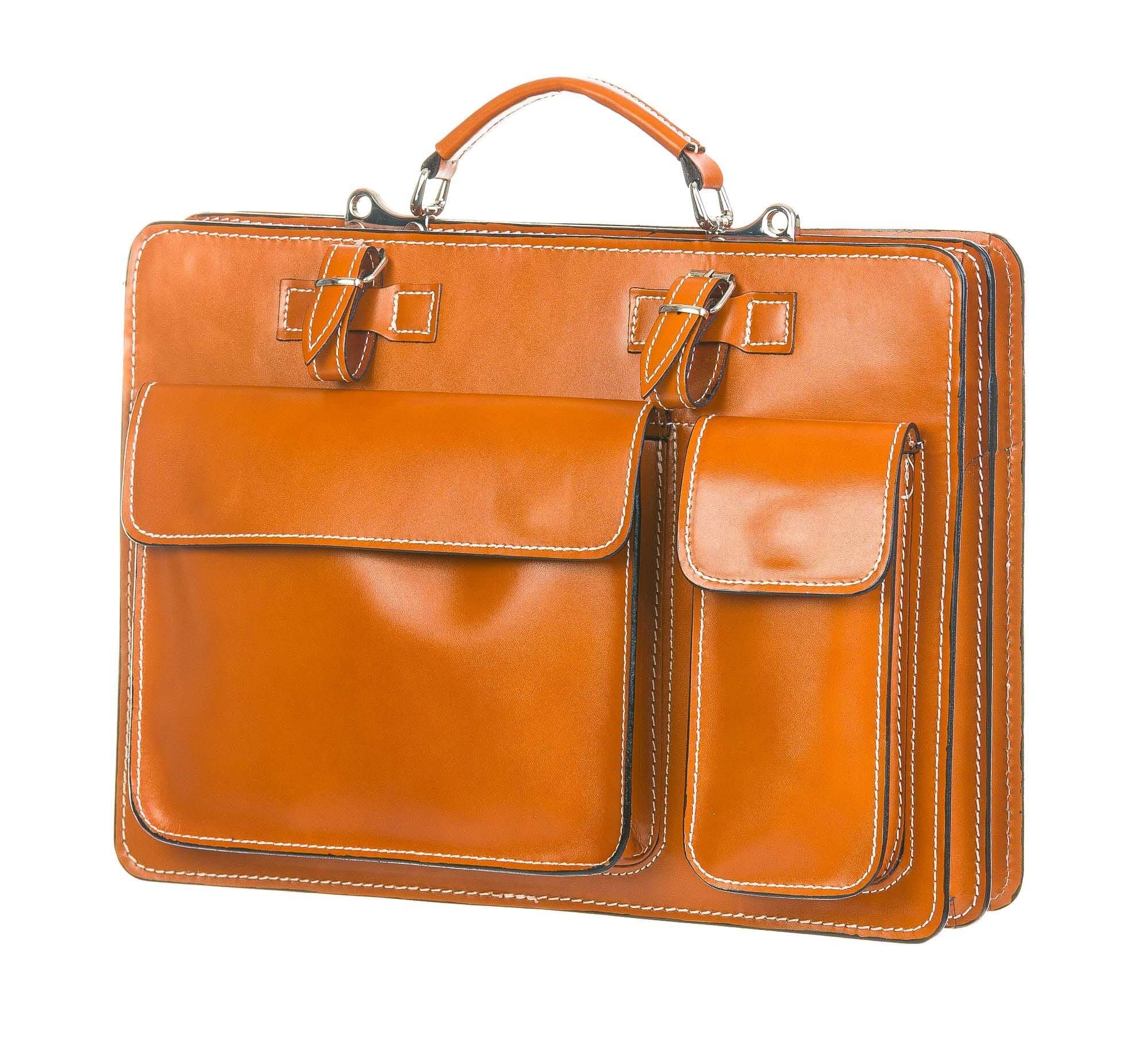 Borsa in vera pelle, mod. ALEX maxi, colore MIELE, con tracolla, CHIAROSCURO, Made in Italy adatta a computer Pc portatile 13/14 pollici, brochure grandi, cartelle e fogli formato A4