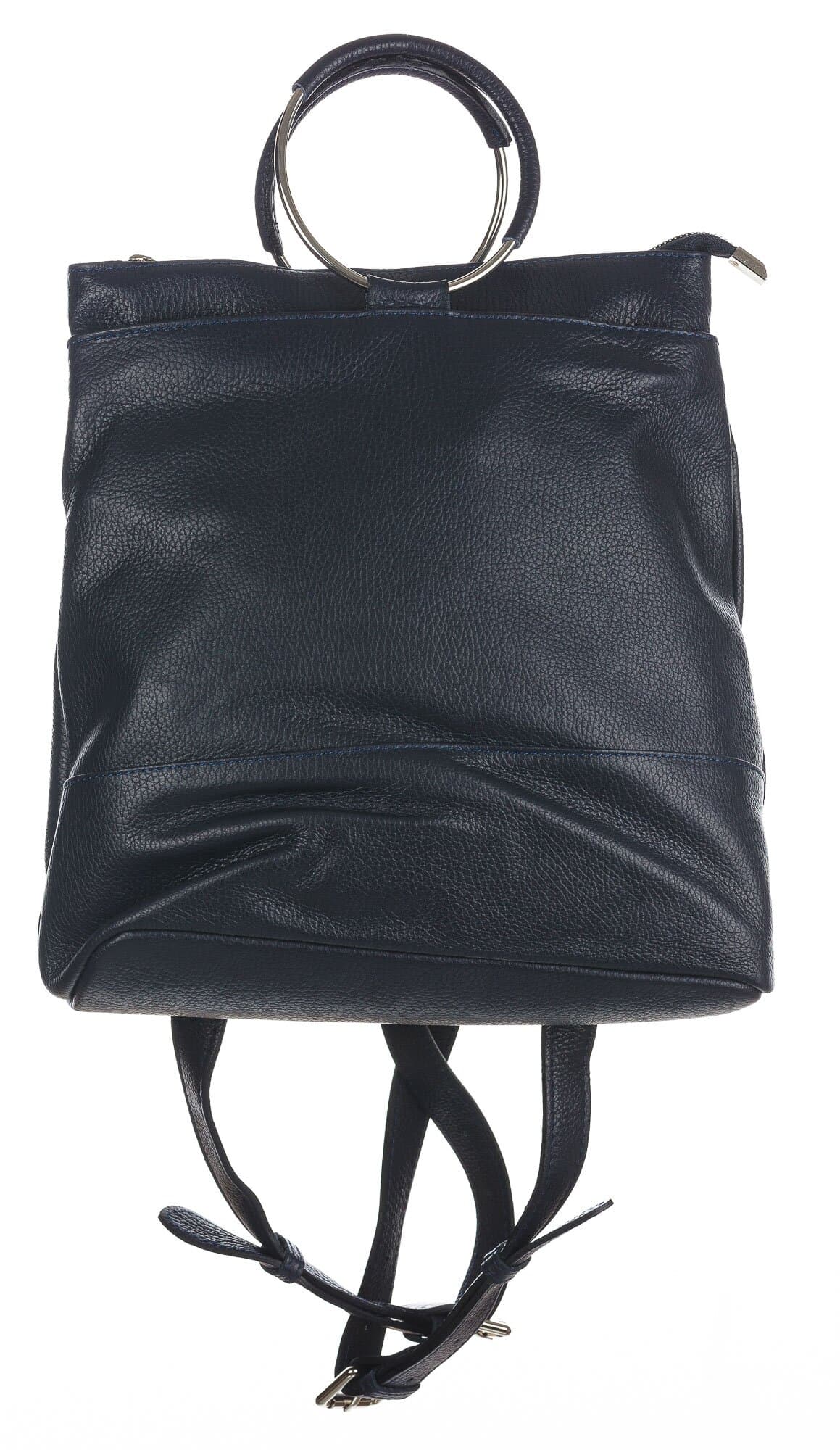 Borsa zaino donna MONTE NERONE, in vera pelle morbida martellata, colore BLU SCURO, CHIAROSCURO, Made in Italy