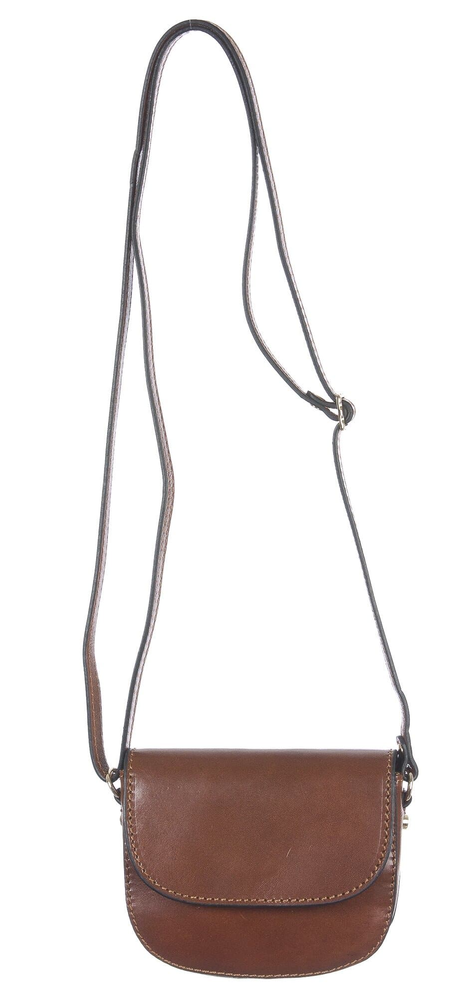 Borsa a tracolla da donna in vera pelle primo fiore, CASSANDRA, colore MARRONE, CHIARO SCURO, MADE IN ITALY