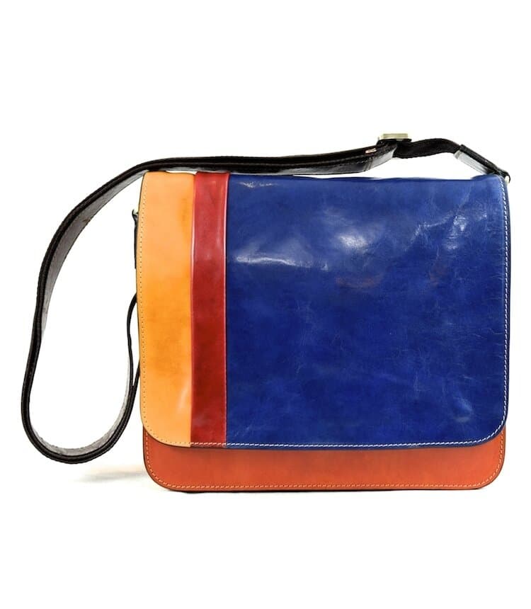 Borsa Messenger a tracolla da uomo in vera pelle primo fiore, MICHELE, MULTICOLORE, SANTINI