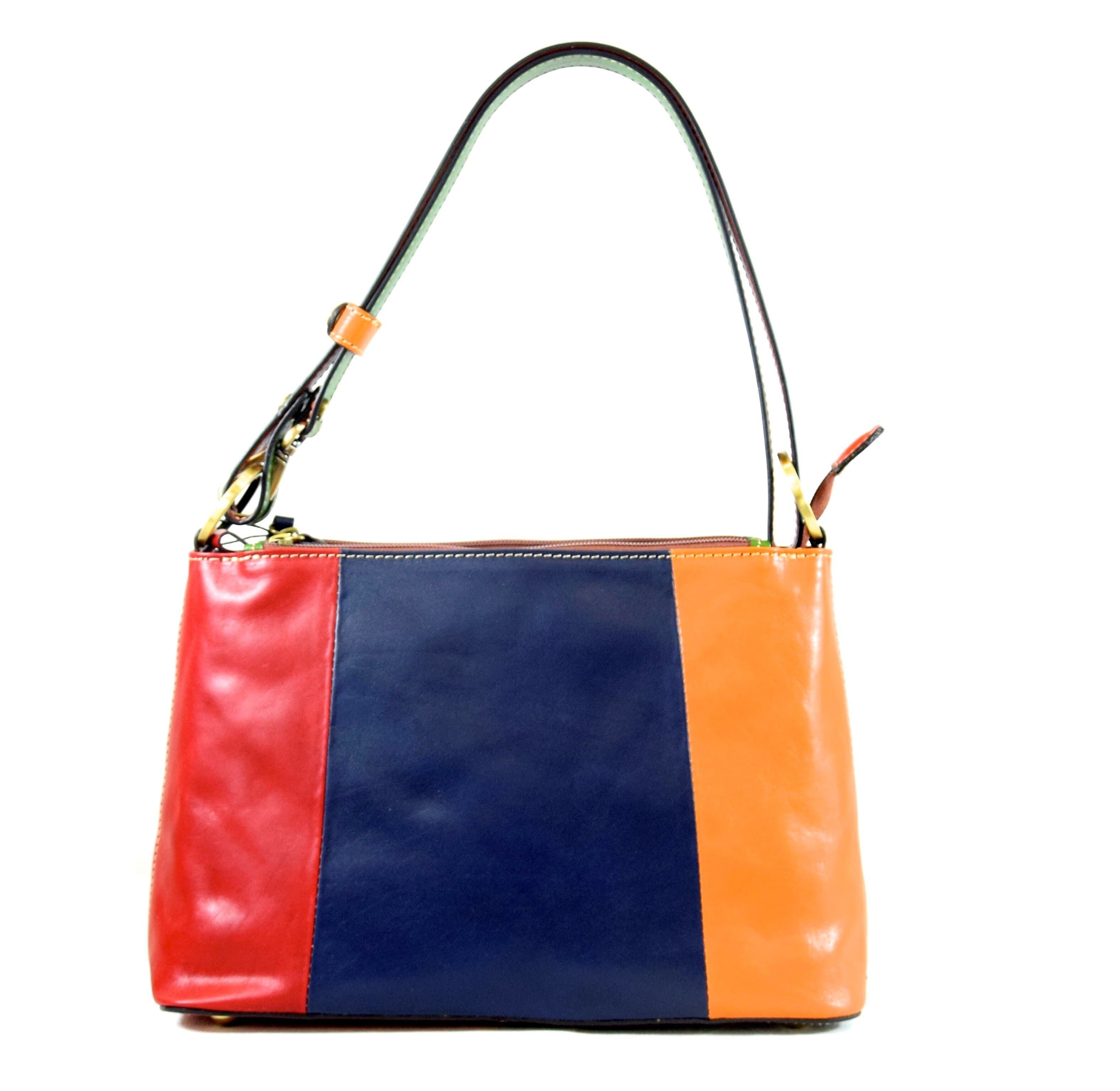 Borsa a spalla da donna in vera pelle primo fiore, DAKOTA, MULTICOLORE, SANTINI, MADE IN ITALY