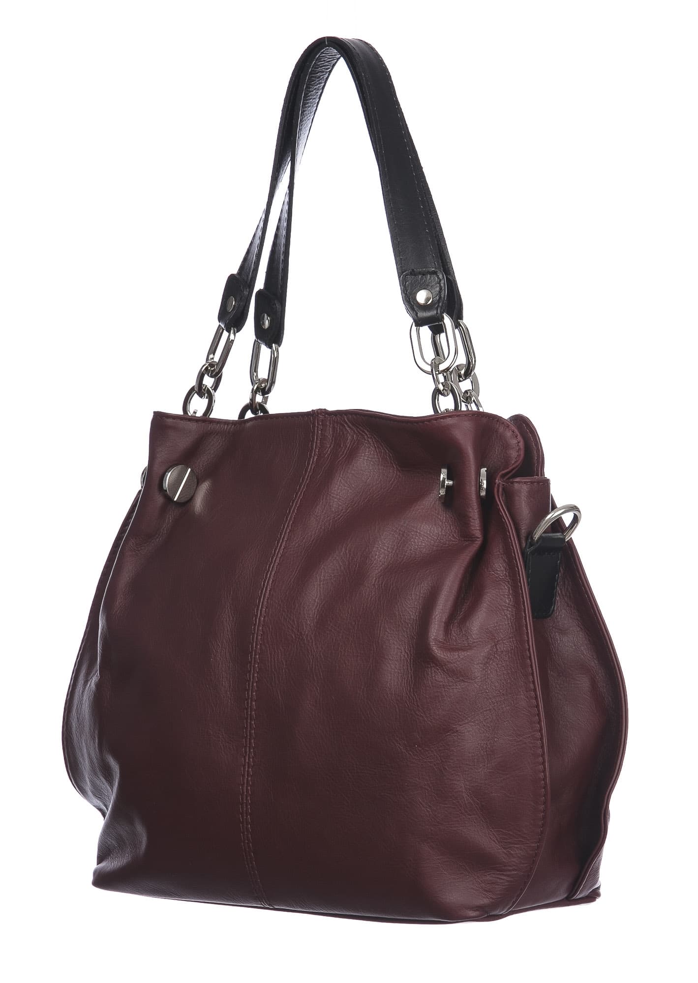 Borsa donna in vera pelle ADELINA, colore BORDEAUX,CHIARO SCURO, MADE IN ITALY