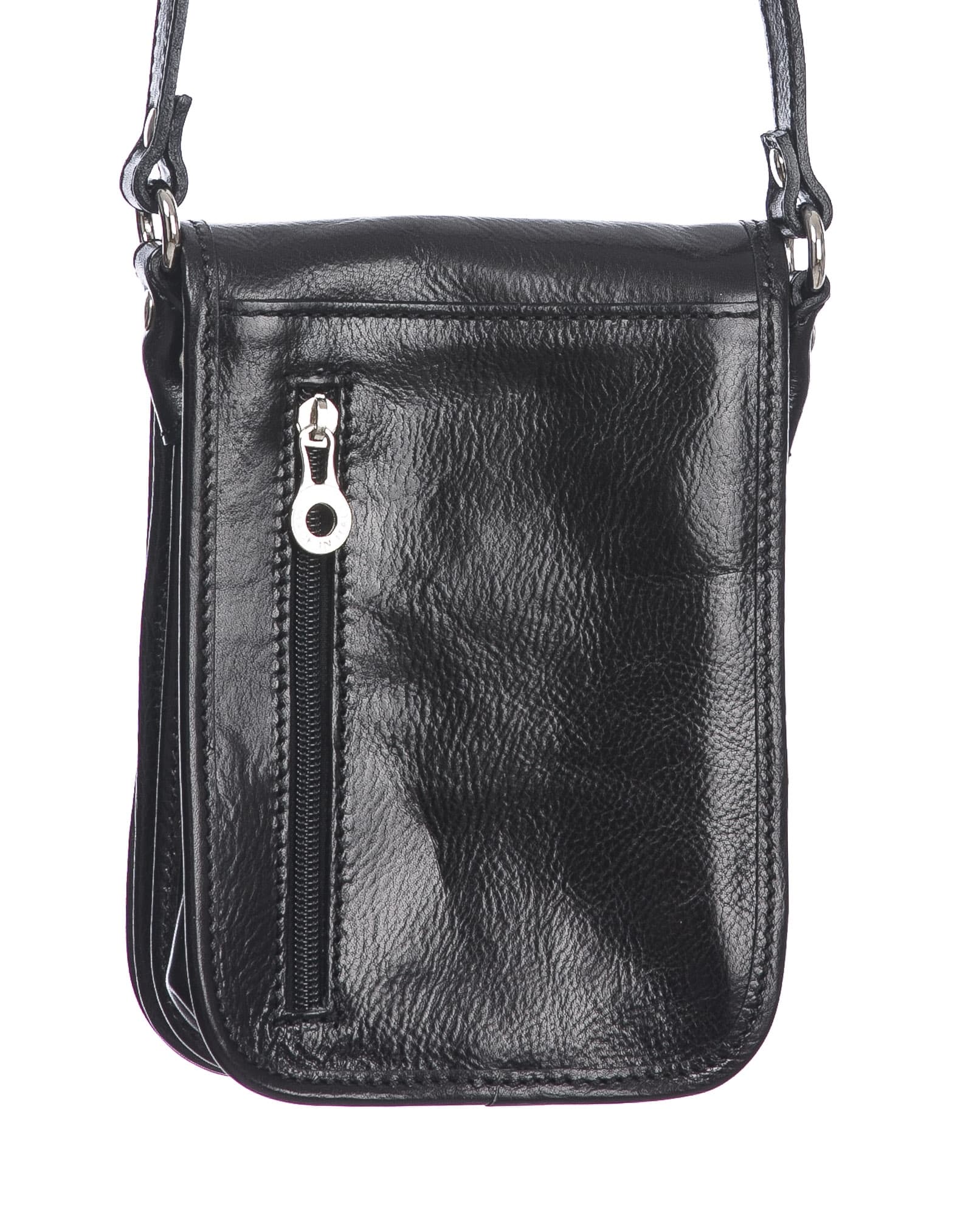 Tracolla uomo in vera pelle MILO, colore NERO, CHIAROSCURO, MADE IN ITALY