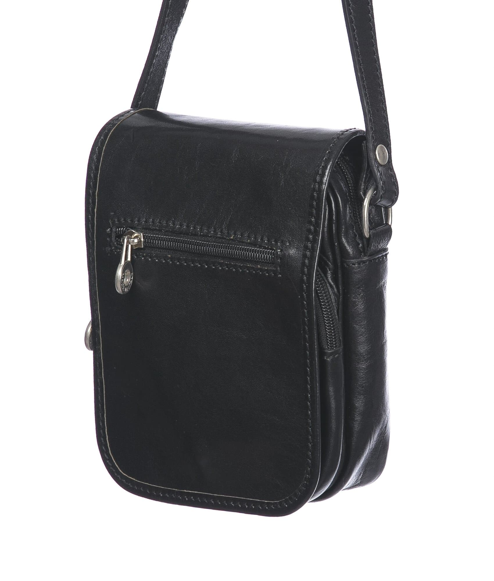 Borsa tracolla uomo in vera pelle morbida LORENZO, colore NERO, MADE IN ITALY