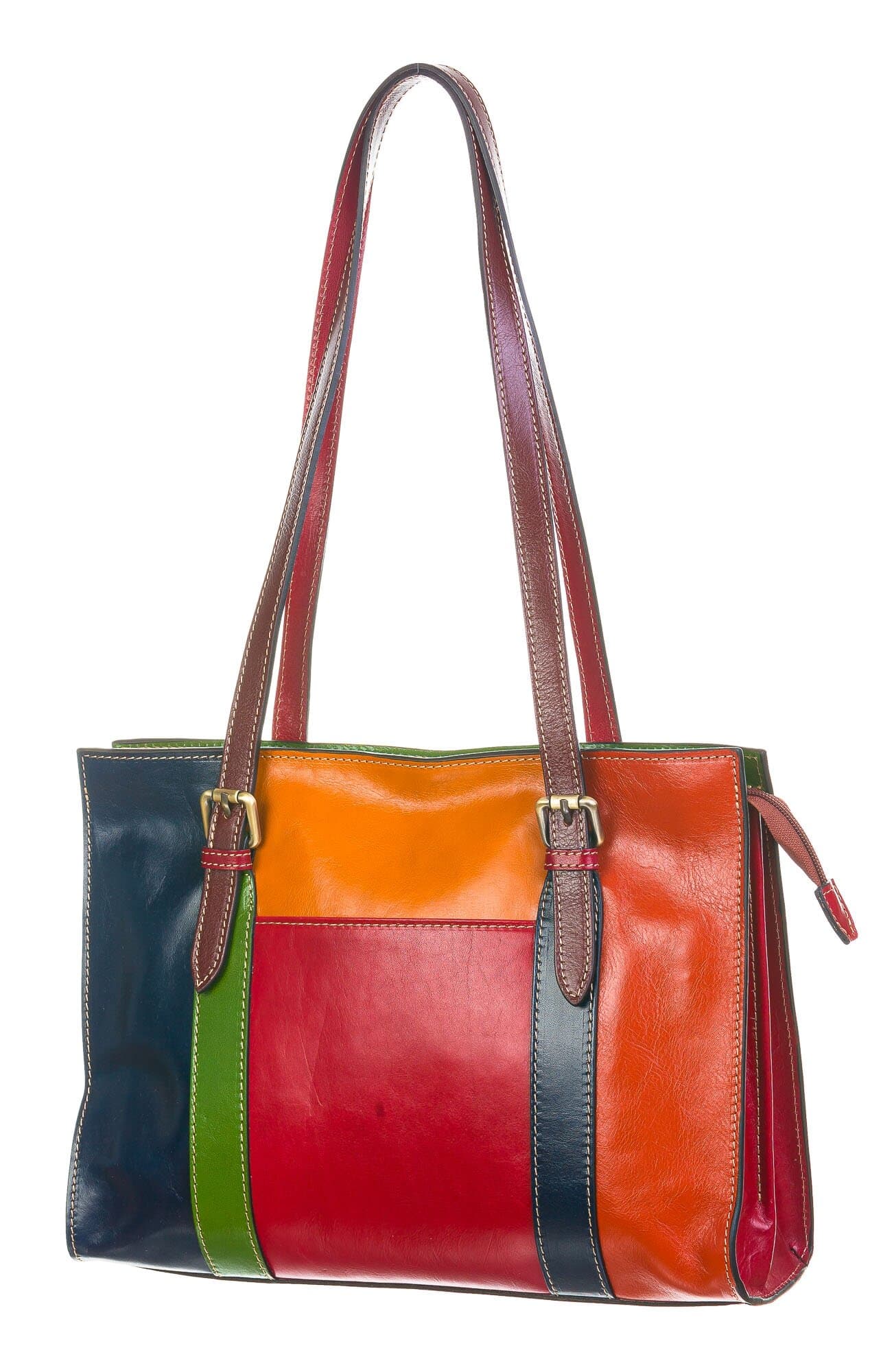 Borsa donna in vera pelle SANTINI mod. FRANCESCA colore MULTICOLORE Made in Italy - P003294