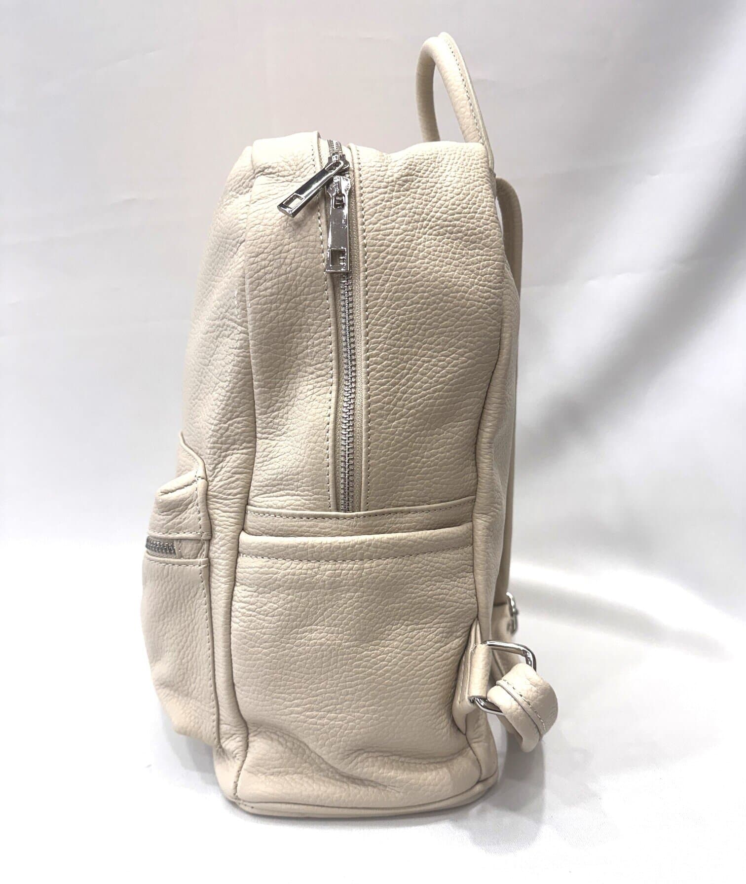 Borsa zaino in vera pelle CHIAROSCURO mod. BERNINA, colore BEIGE, Made in Italy