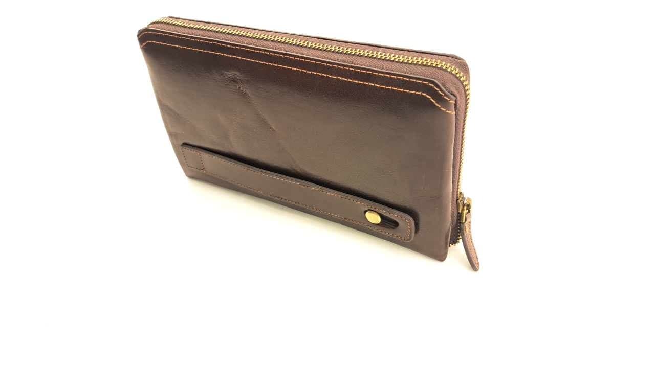 Pochette uomo a mano in vera pelle BLAKE, colore TESTA MORO, CHIAROSCURO, Made in Italy