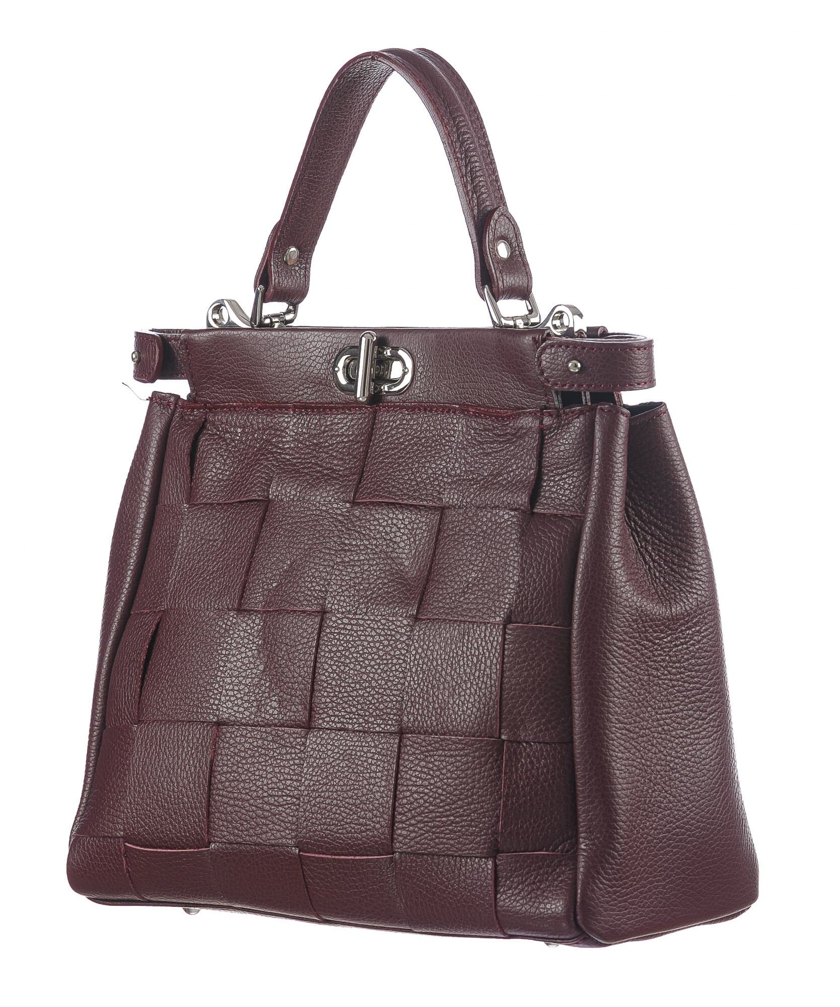 Borsa a mano da donna in vera pelle DALILA, colore BORDEAUX, CHIARO SCURO, MADE IN ITALY