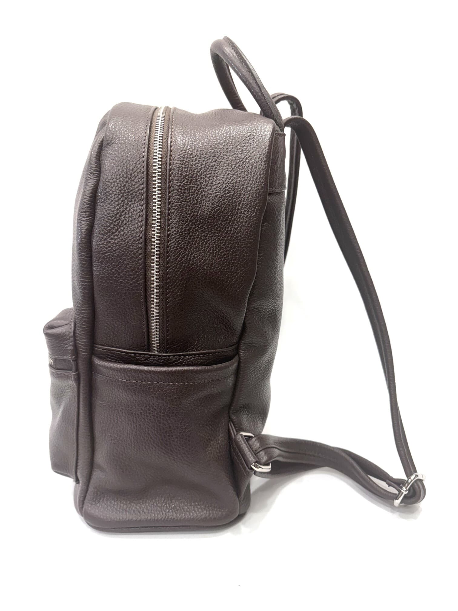 Borsa zaino in vera pelle CHIAROSCURO mod. BERNINA colore TESTA DI MORO Made in Italy.