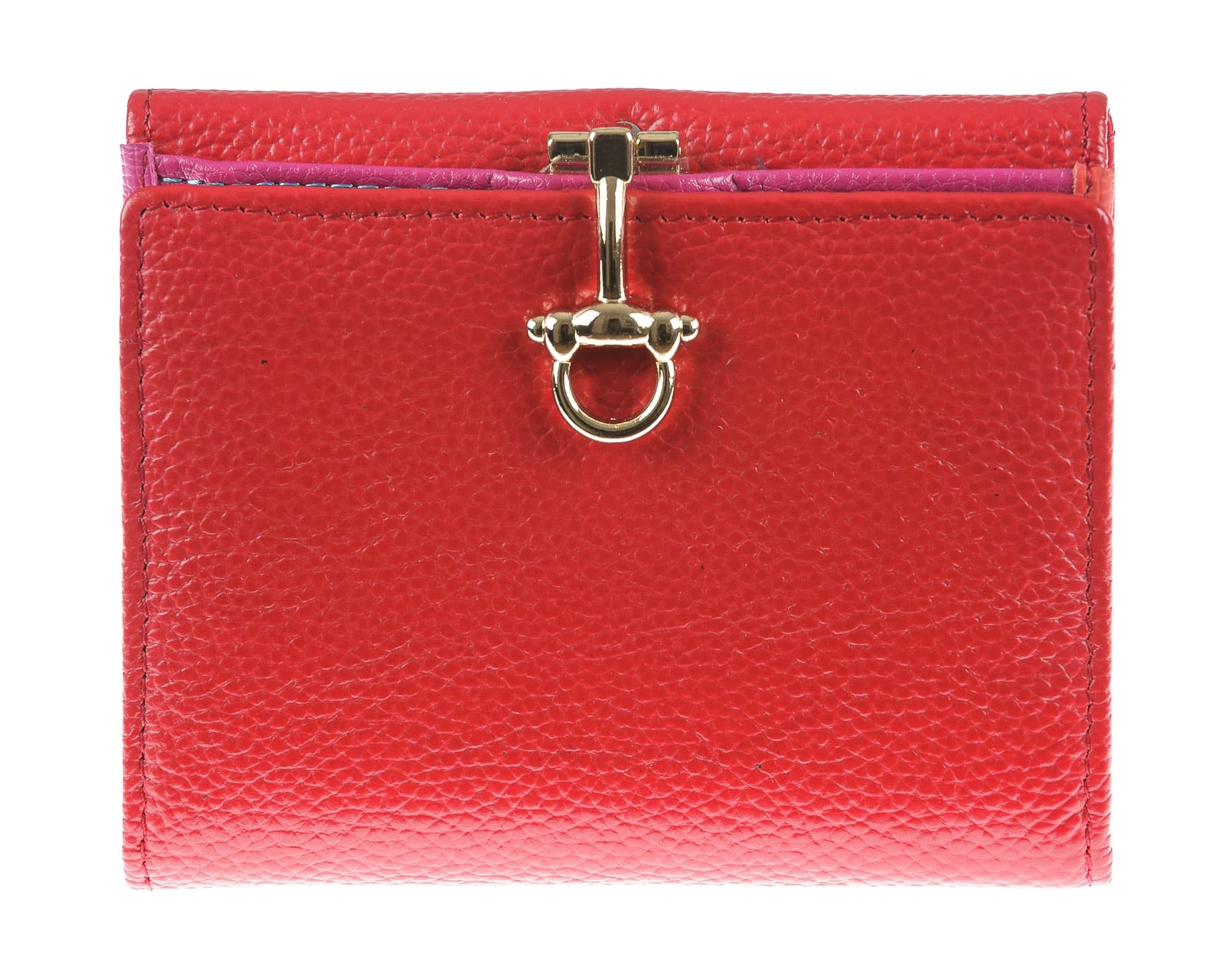 Portafoglio in vera pelle da donna MIMOSA, colore ROSSO, SANTINI, MADE IN ITALY