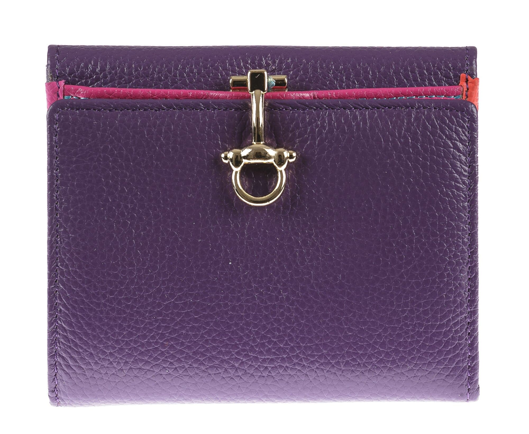 Portafoglio in vera pelle da donna MIMOSA, colore VIOLA, SANTINI, MADE IN ITALY