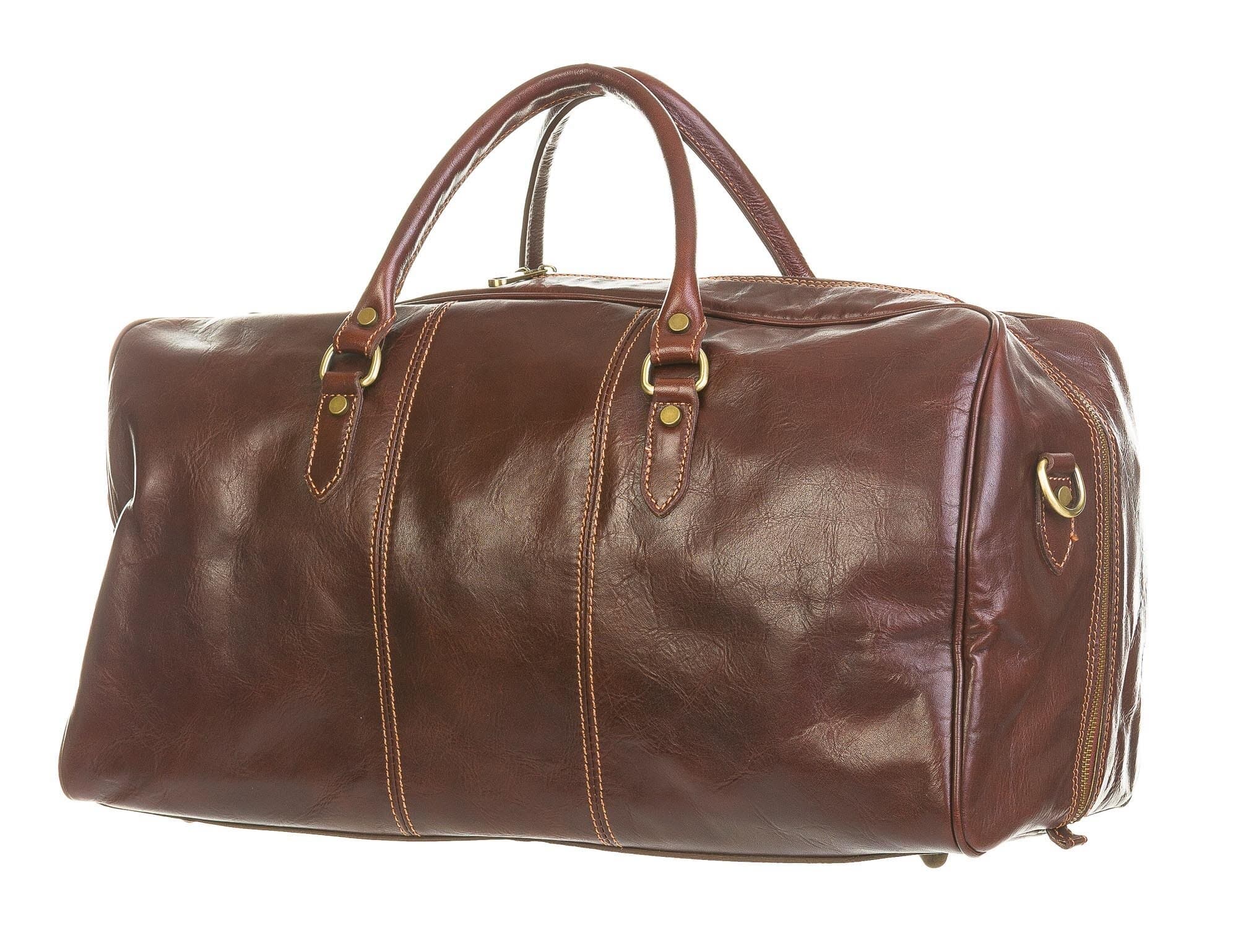 Borsa in vera pelle CHIAROSCURO mod. NILO MAXI colore MARRONE Made in Italy.