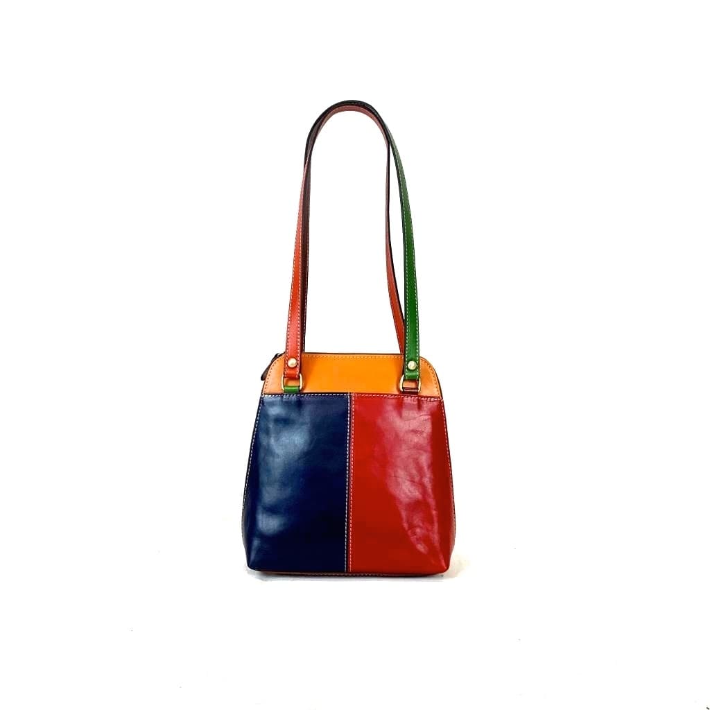 Borsa zaino donna in vera pelle tamponata MONTE CUSNA, SANTINI, MADE IN ITALY.