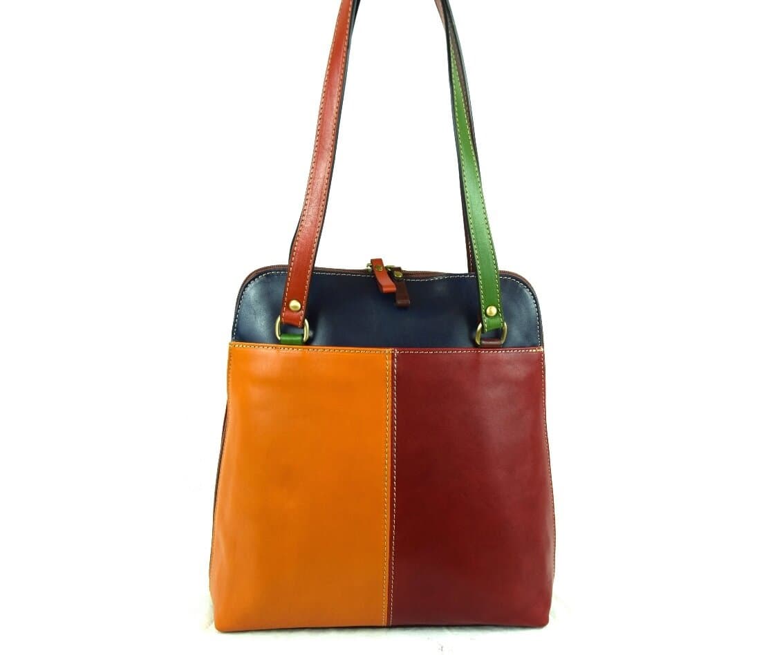 Borsa zaino donna in vera pelle tamponata MONTE CUSNA MAXI, SANTINI, MADE IN ITALY