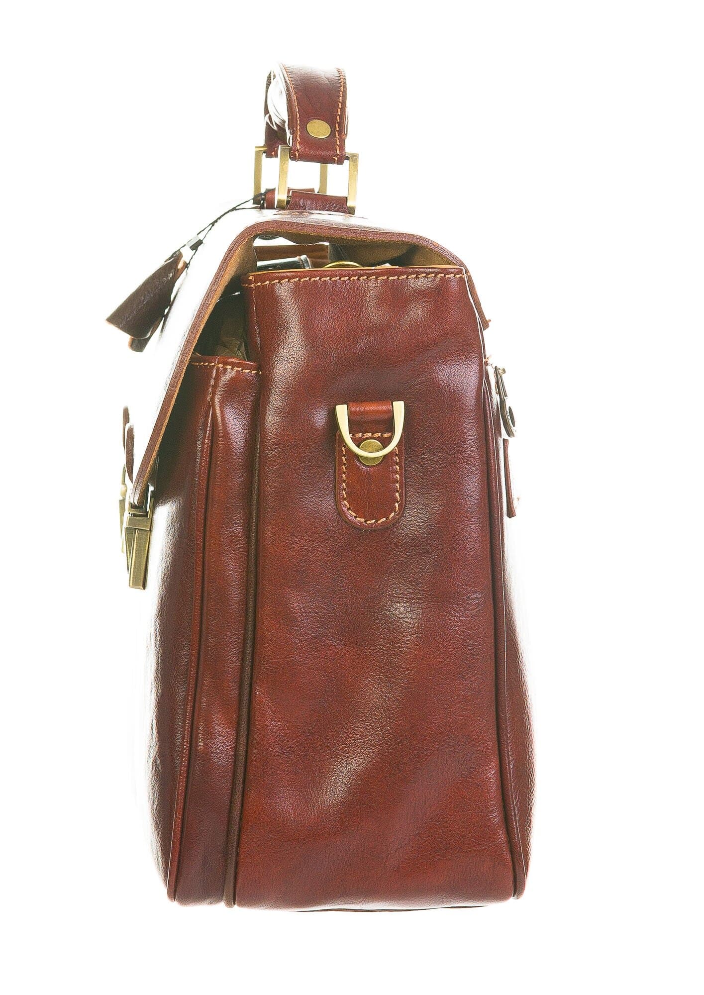 Borsa cartella/ufficio in vera pelle colore marrone, mod.PATRIK, CHIAROSCURO, Made in Italy.