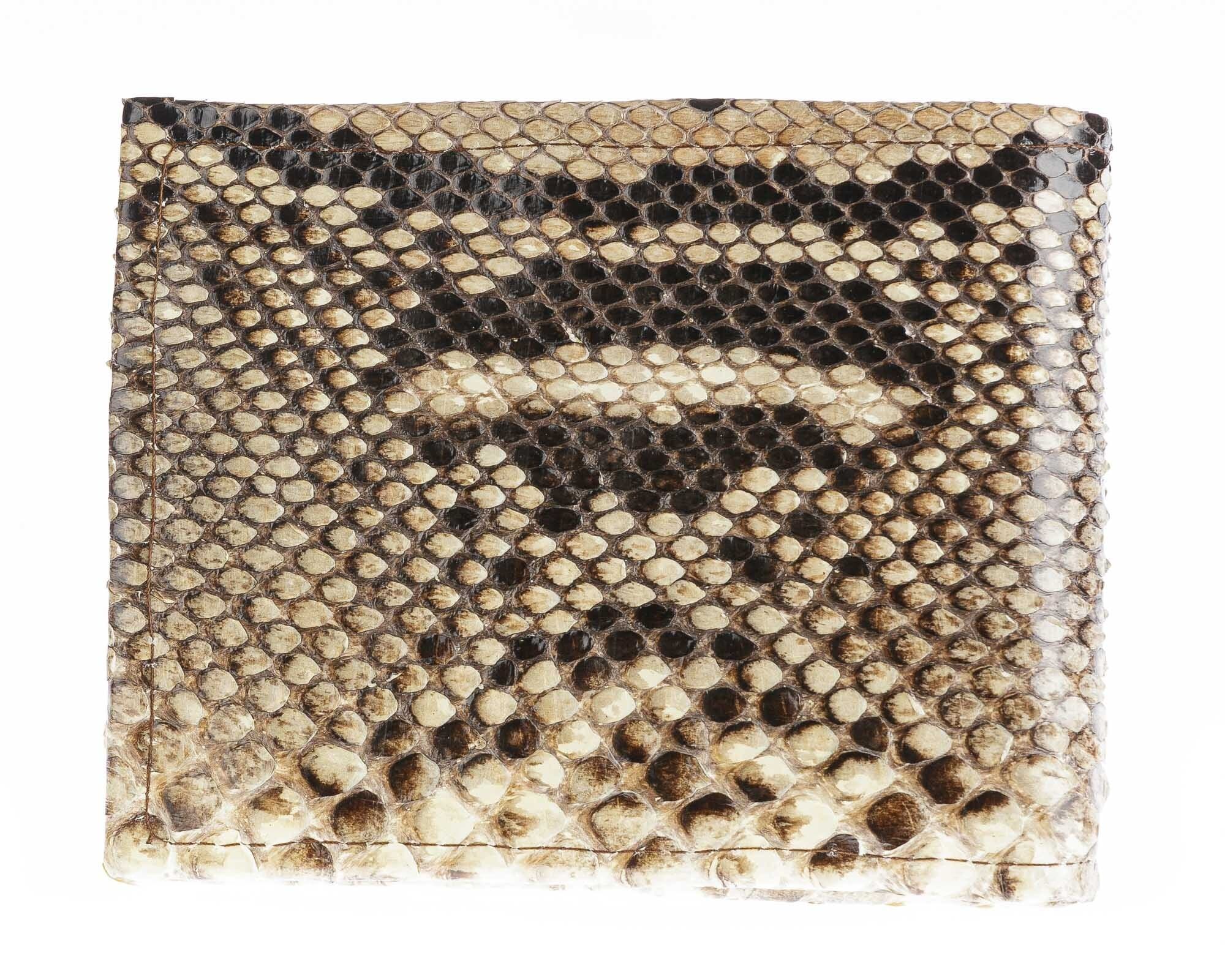 EGITTO: portafoglio uomo in pelle di pitone, colore: ROCCIA, Made in Italy
