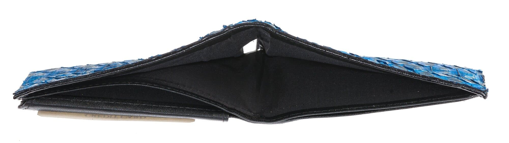 EGITTO: portafoglio uomo in pelle di pitone, colore: CELESTE, Made in Italy