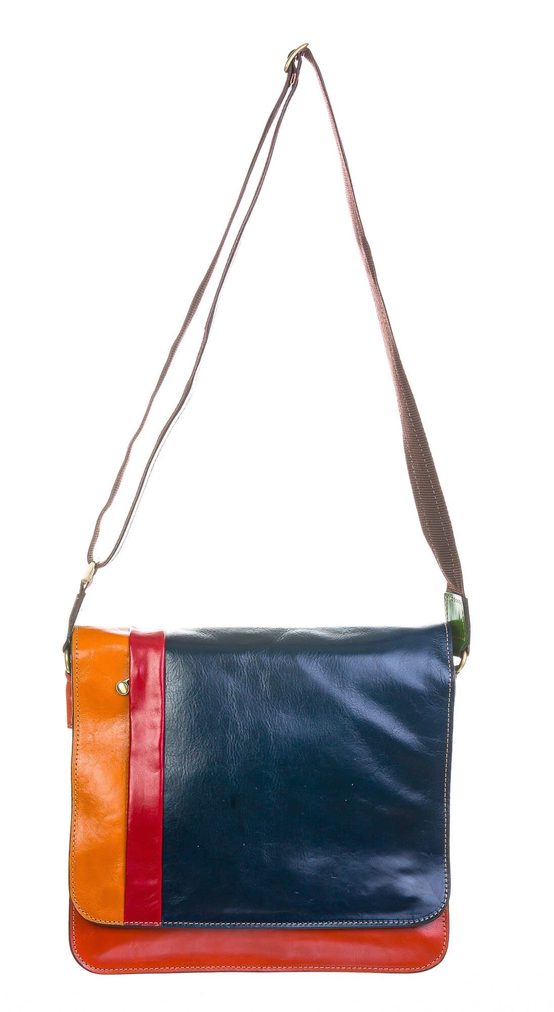 Genuine full grain leather messenger bag for man, DONATELLO, MULTICOLOR, SANTINI, MADE IN ITALY