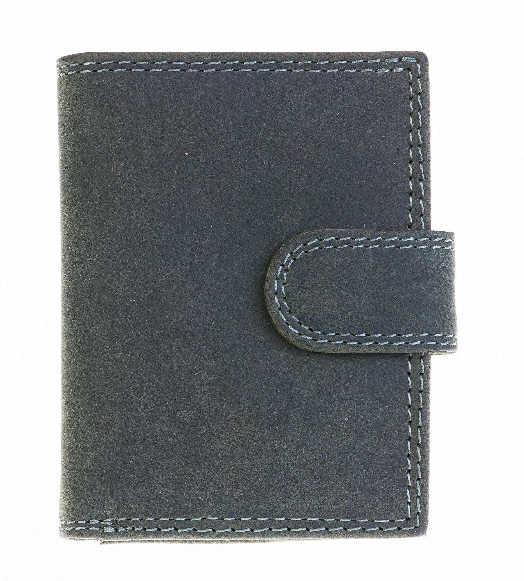 Portafoglio in vera pelle e porta carte di credito in alluminio, da uomo JESI con BLOCCO RFID, colore NERO, CHIAROSCURO.