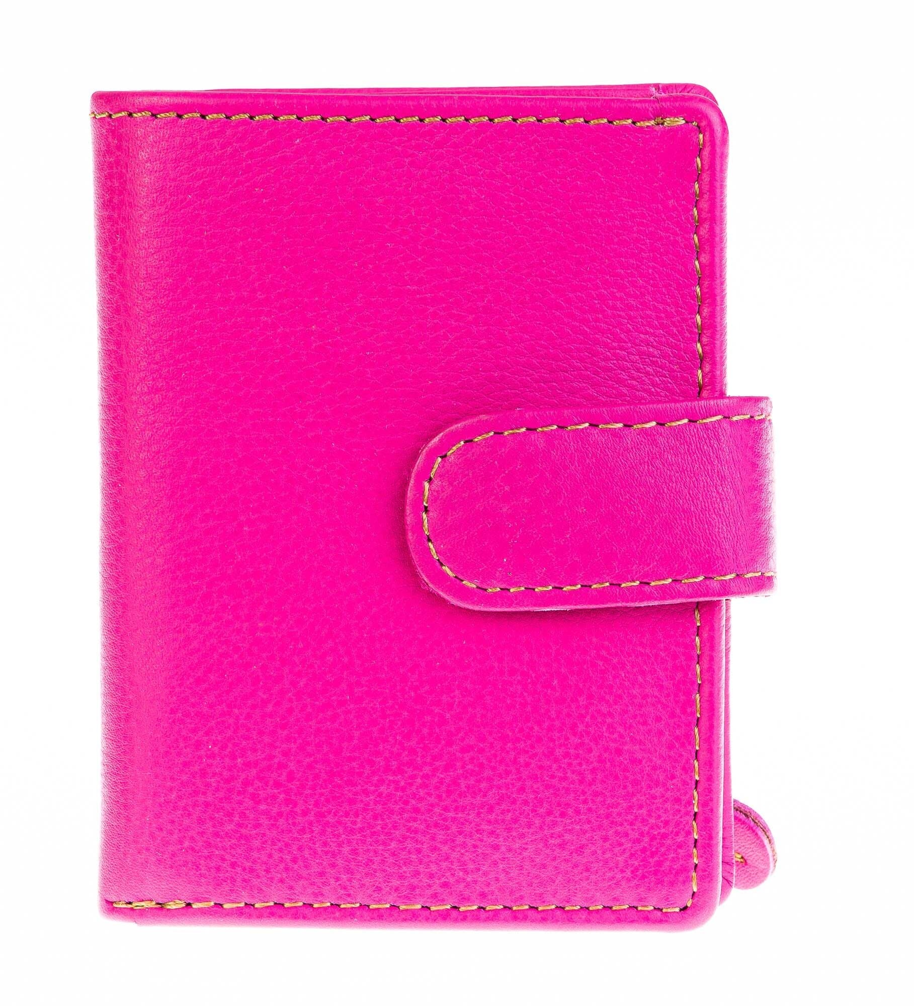 Portafoglio in vera pelle e porta carte di credito in alluminio, da uomo MILTON con BLOCCO RFID, colore FUXIA, CHIAROSCURO