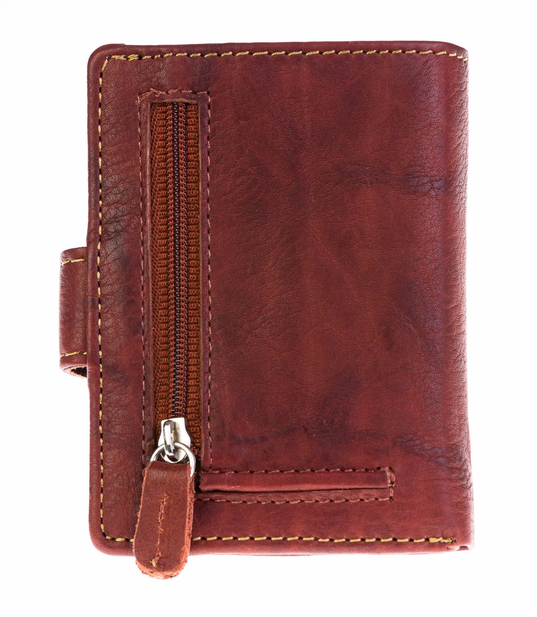 Portafoglio in vera pelle e porta carte di credito in alluminio, da uomo CALEDON con BLOCCO RFID, colore MARRONE, CHIAROSCURO.