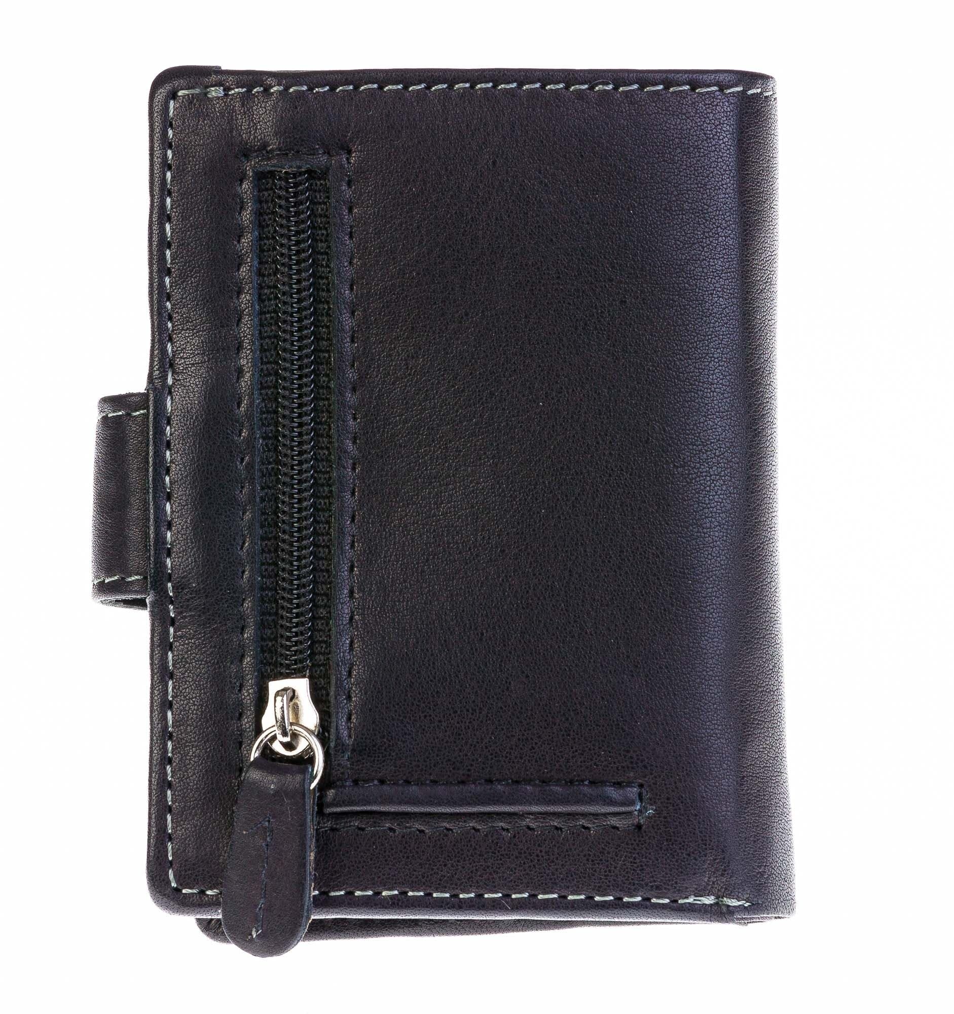 Portafoglio in vera pelle e porta carte di credito in alluminio, da uomo CALEDON con BLOCCO RFID, colore NERO, CHIAROSCURO