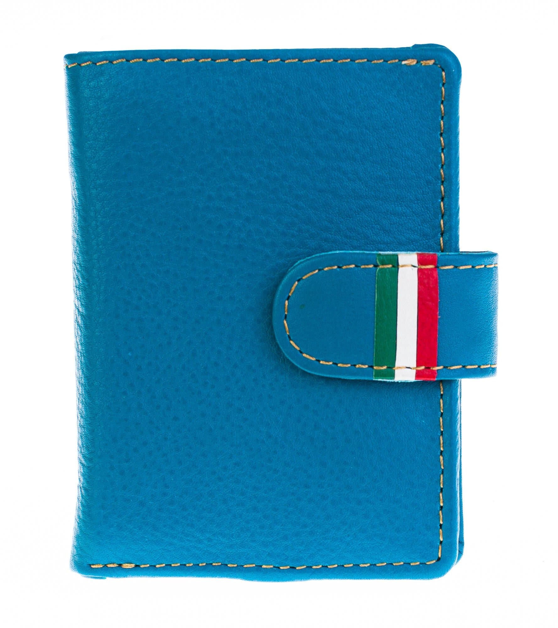 Portafoglio in vera pelle e porta carte di credito in alluminio, da uomo CALEDON con BLOCCO RFID, colore AZZURRO, CHIAROSCURO.