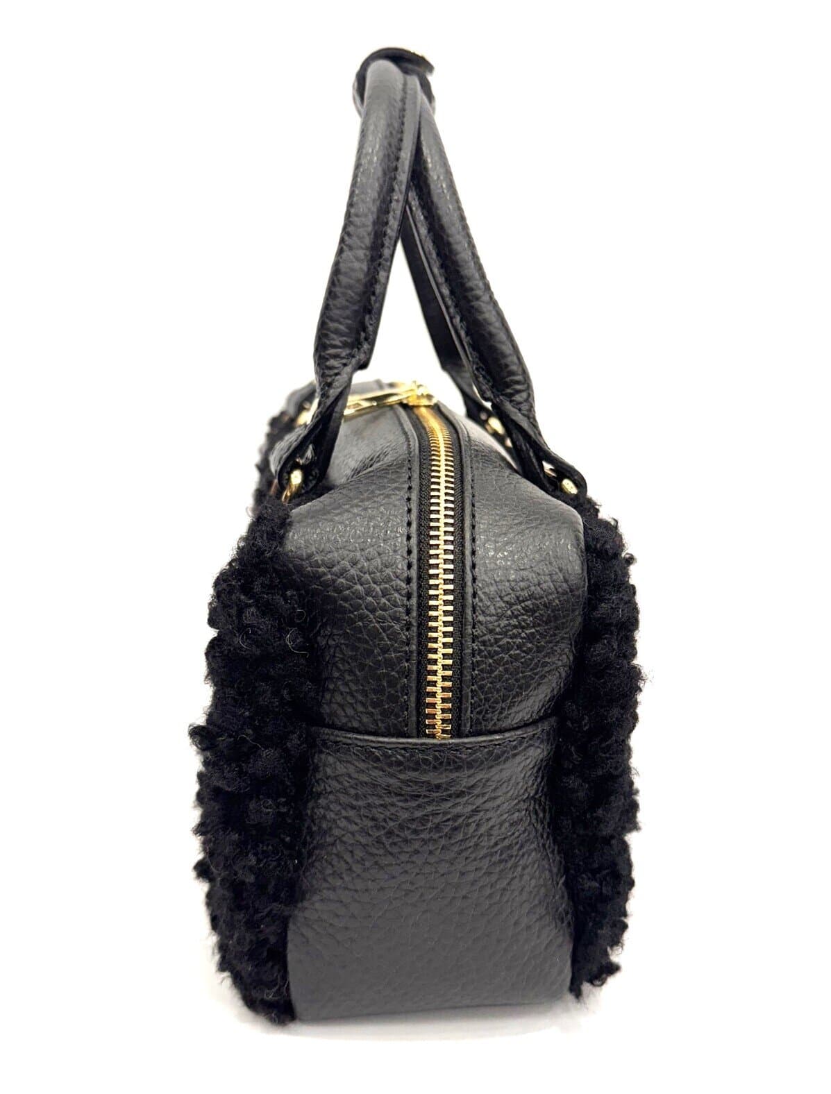 Borsa a mano / tracolla da donna in vera pelle TEDDY, colore NERO, CHIAROSCURO, Made in Italy