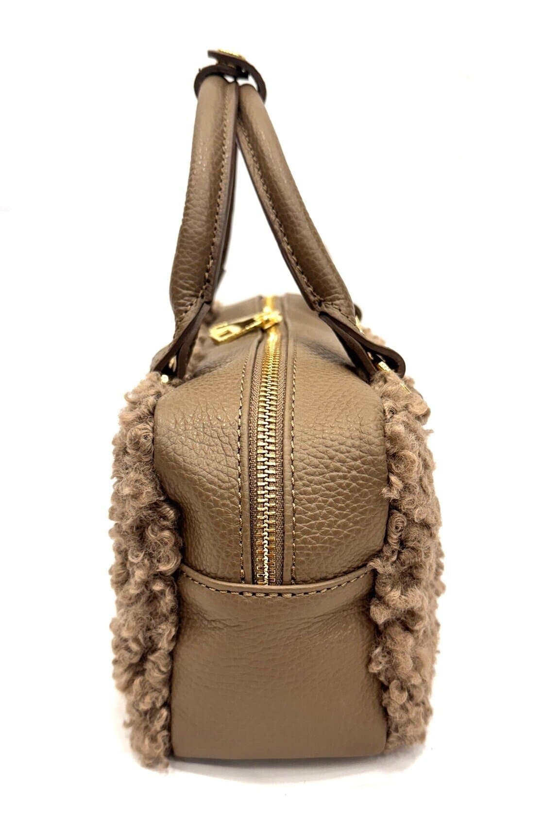 Borsa a mano / tracolla da donna in vera pelle TEDDY, colore TAUPE, CHIAROSCURO, Made in Italy