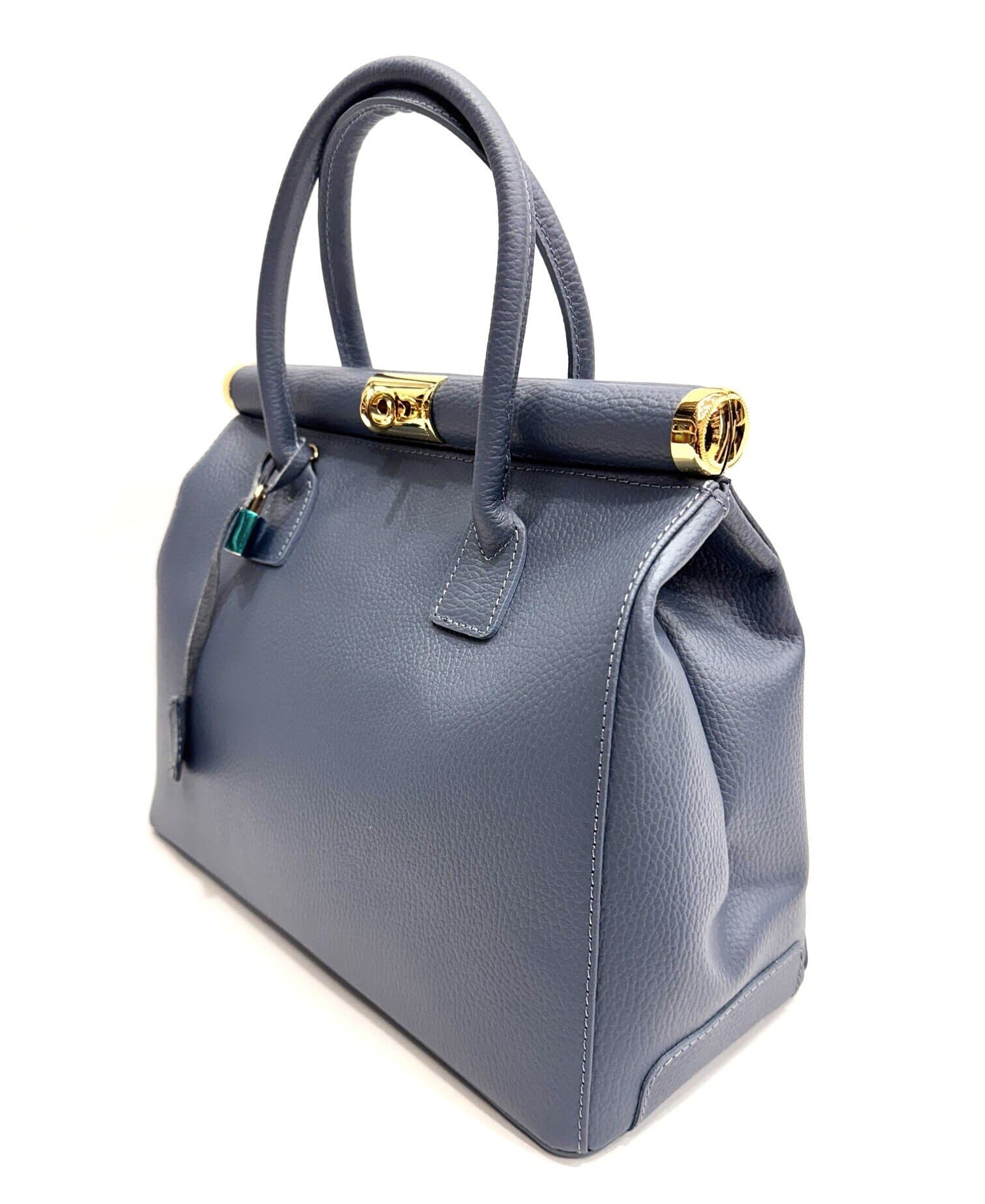 Borsa donna in vera pelle CHIAROSCURO mod. LEONA, colore CARTA DA ZUCCHERO, Made in Italy