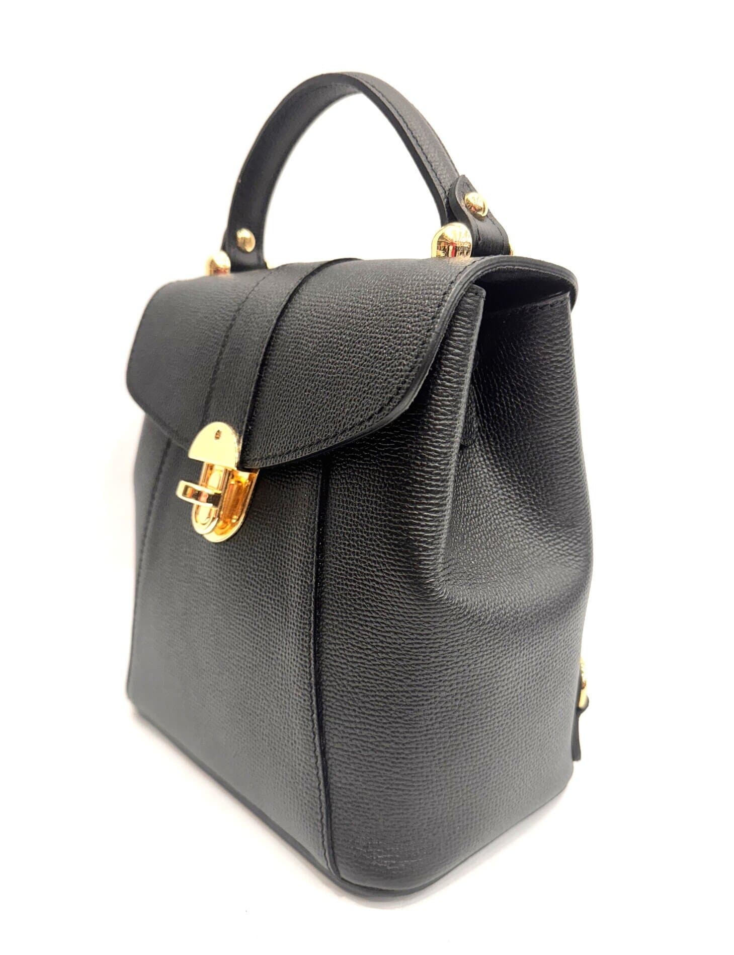 CAMY 2: borsa - zaino donna, pelle safiano rigida, colore : NERO, Made in Italy.CAMY 2: borsa - zaino donna, pelle safiano rigida, colore : NERO, Made in Italy.