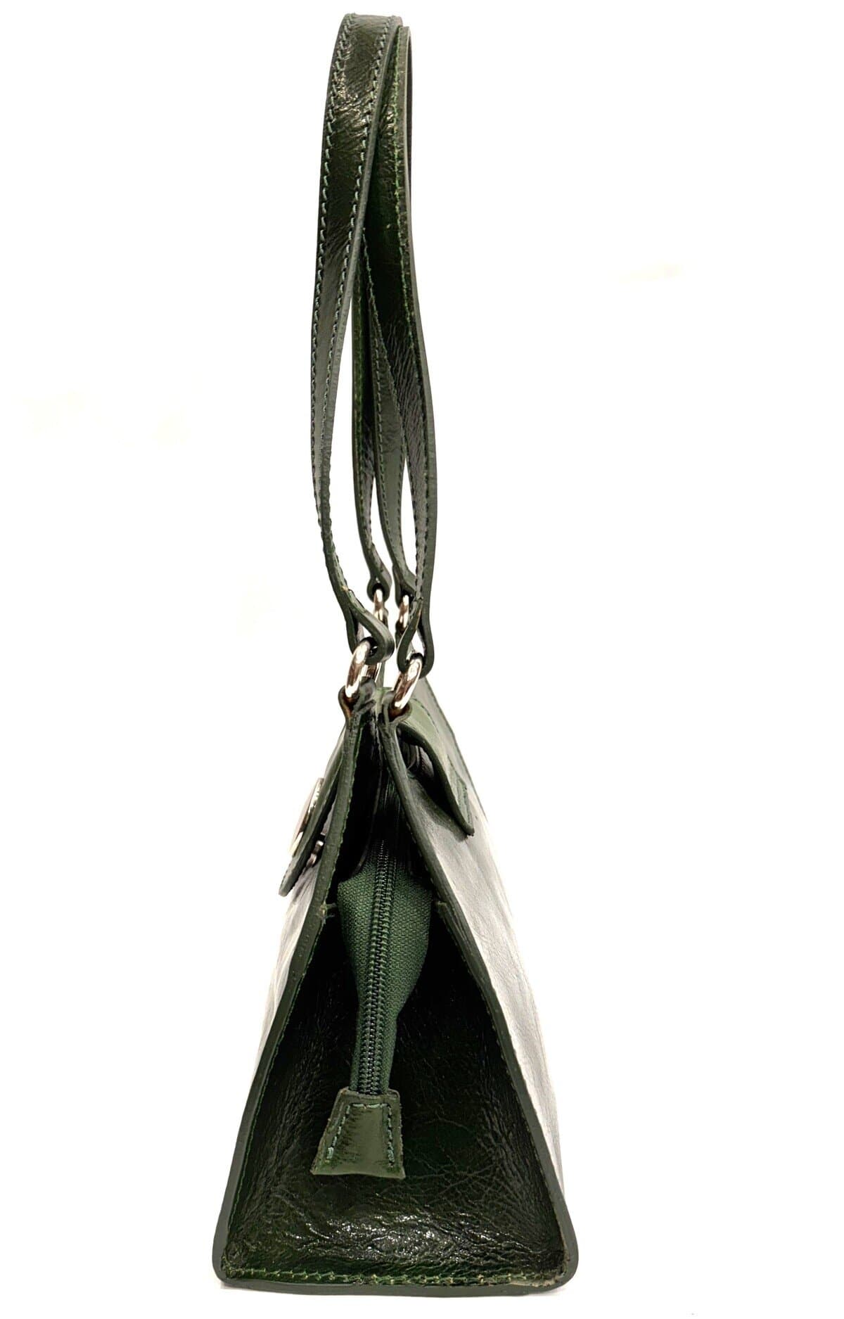 Borsa donna in vera pelle CHIAROSCURO mod. LUNA small colore VERDE Made in Italy