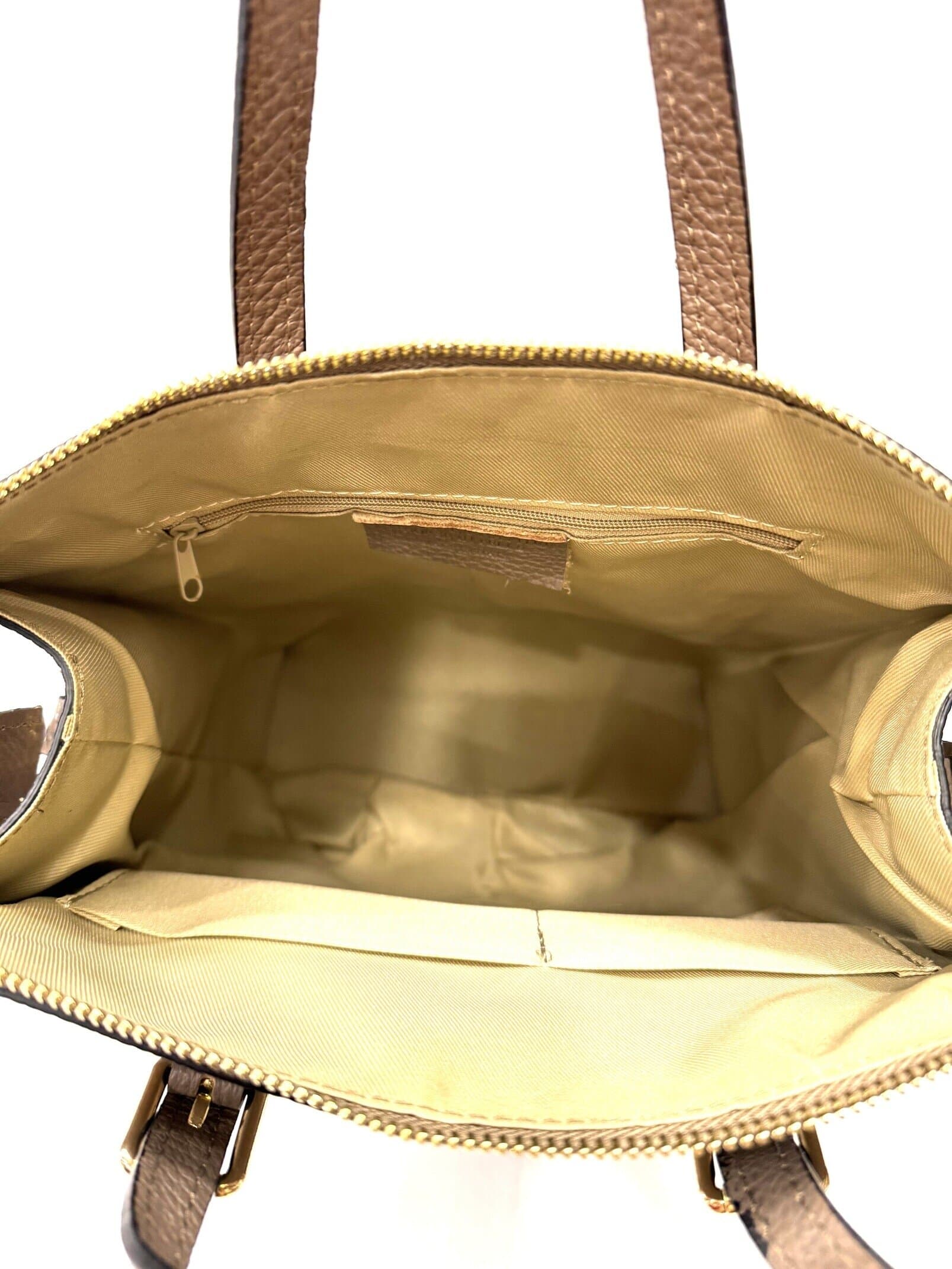MONTE FAITO: borsa - zaino donna, vera pelle, colore:TAUPE, Made in Italy
