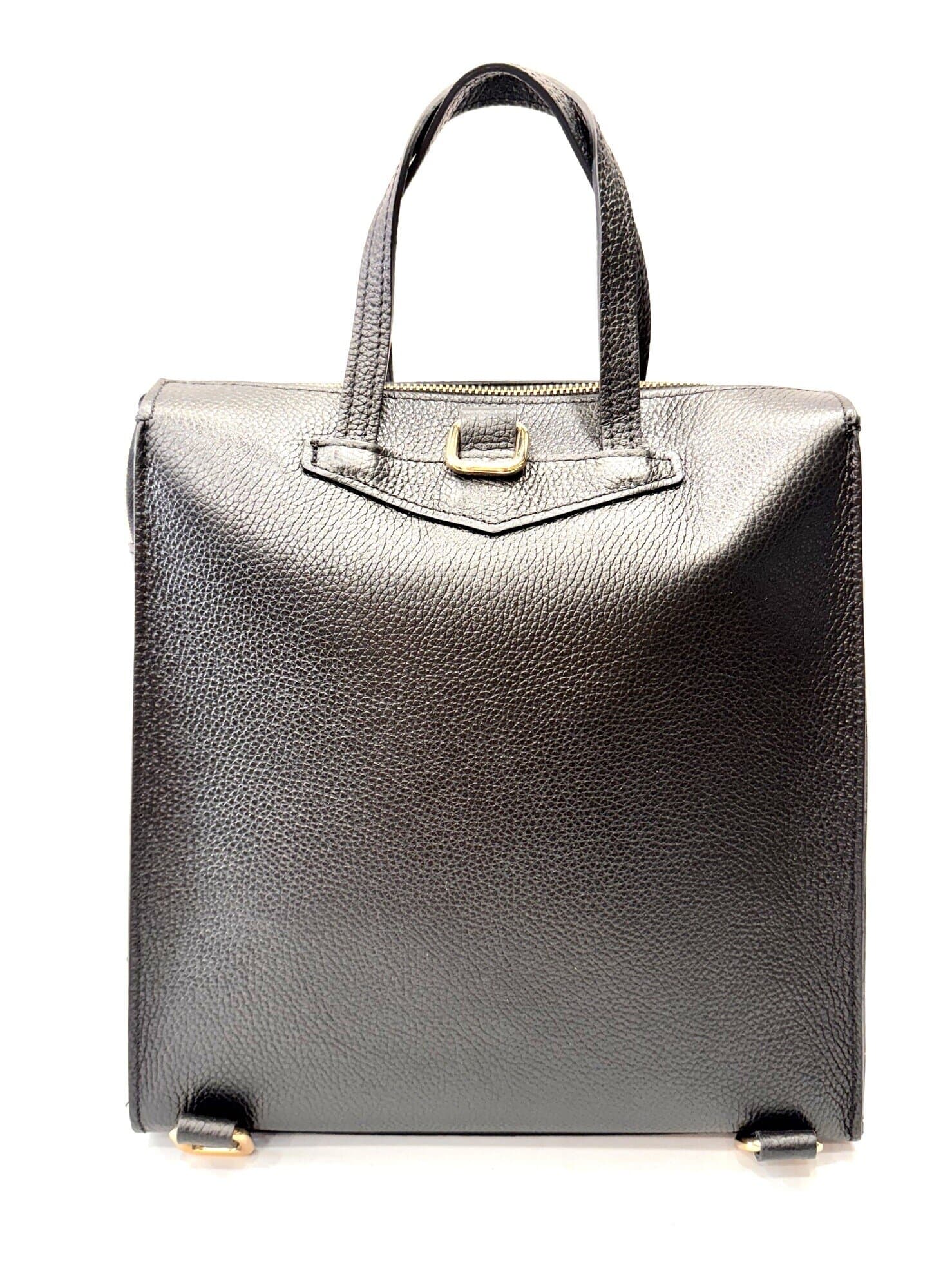 MONTE FAITO: borsa - zaino donna, vera pelle, colore: NERO, Made in Italy