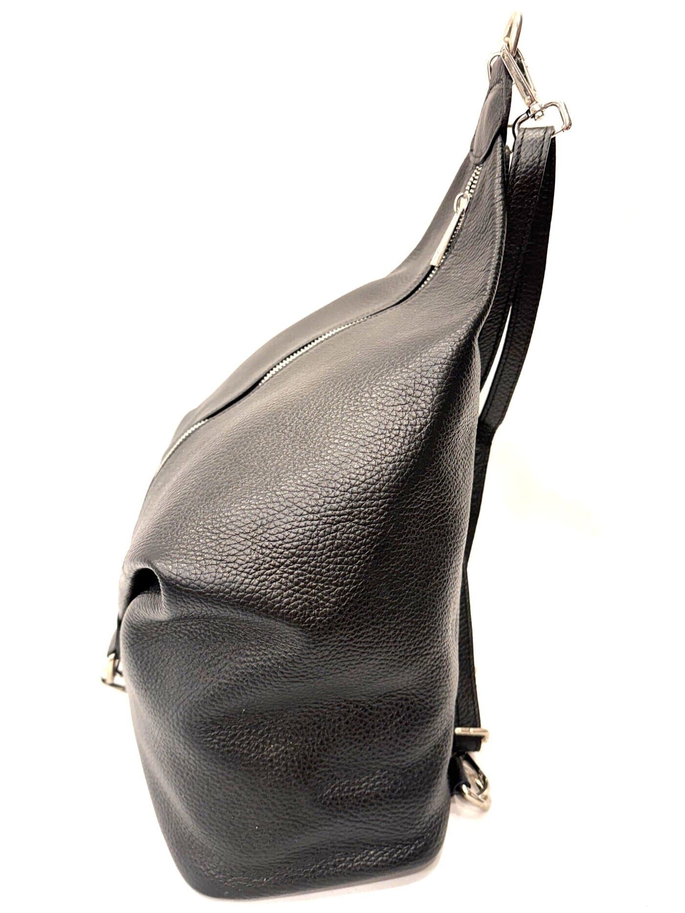 Borsa zaino in vera pelle SANTINI mod. KENYA colore NERO Made in Italy
