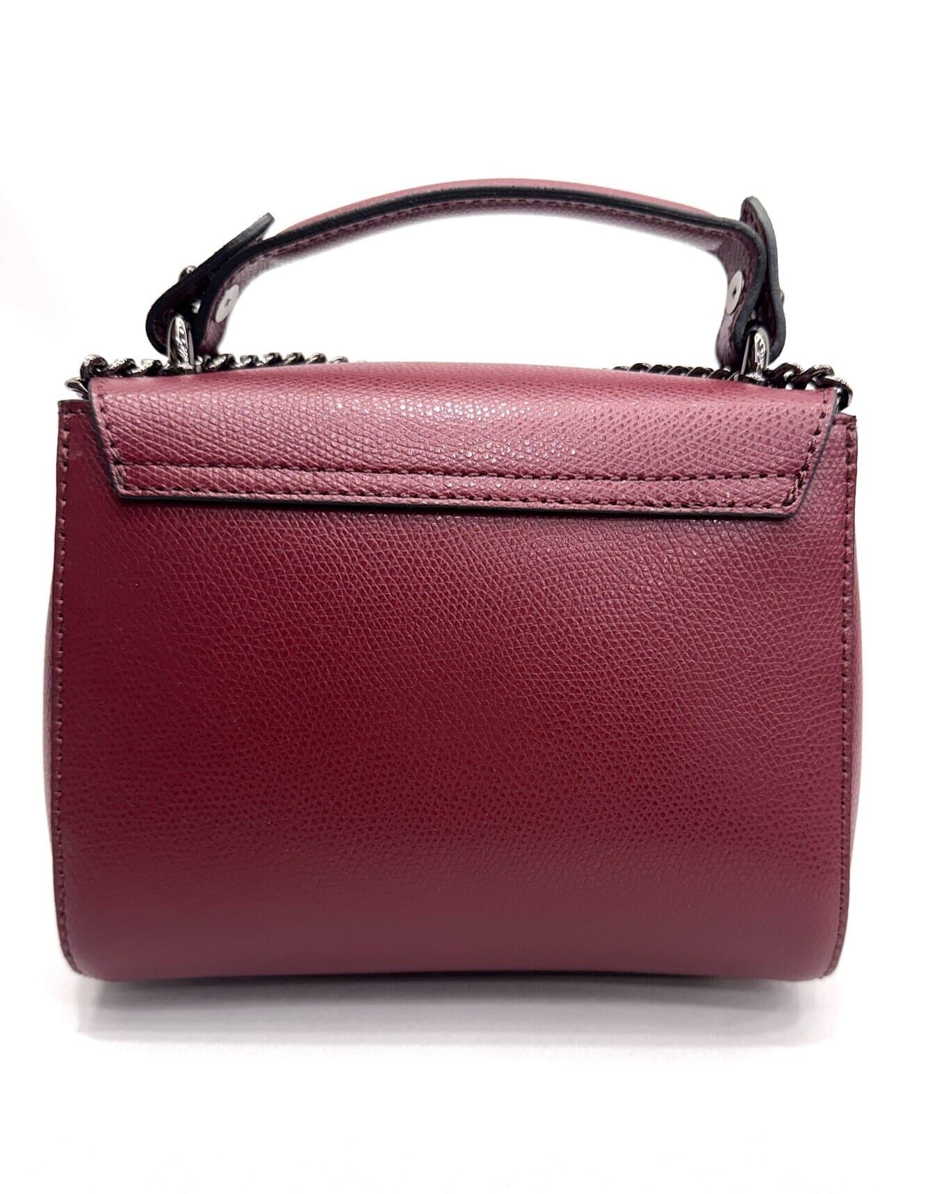 AGNES : borsa donna mini, pelle saffiano, colore BORDEAUX, Made in Italy