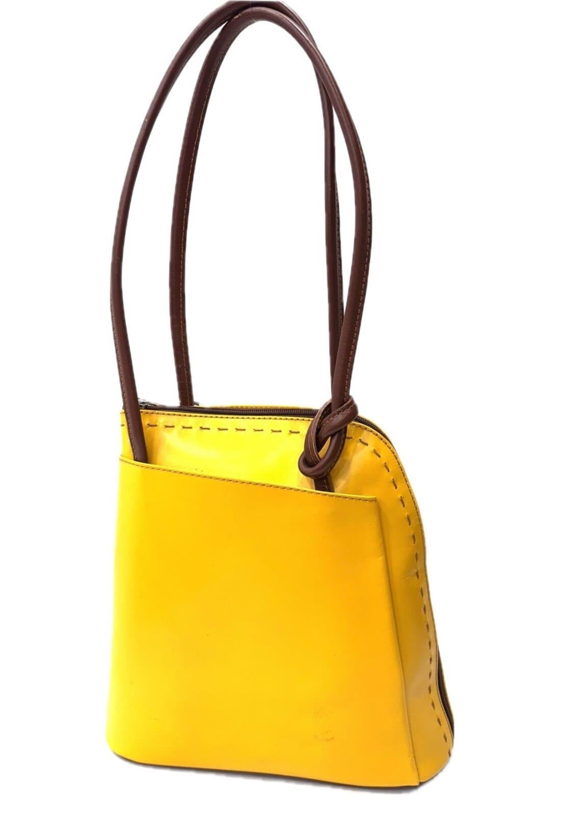 Borsa zaino donna in vera pelle mod. MONTE CIMONE colore GIALLO, CHIAROSCURO, Made in Italy