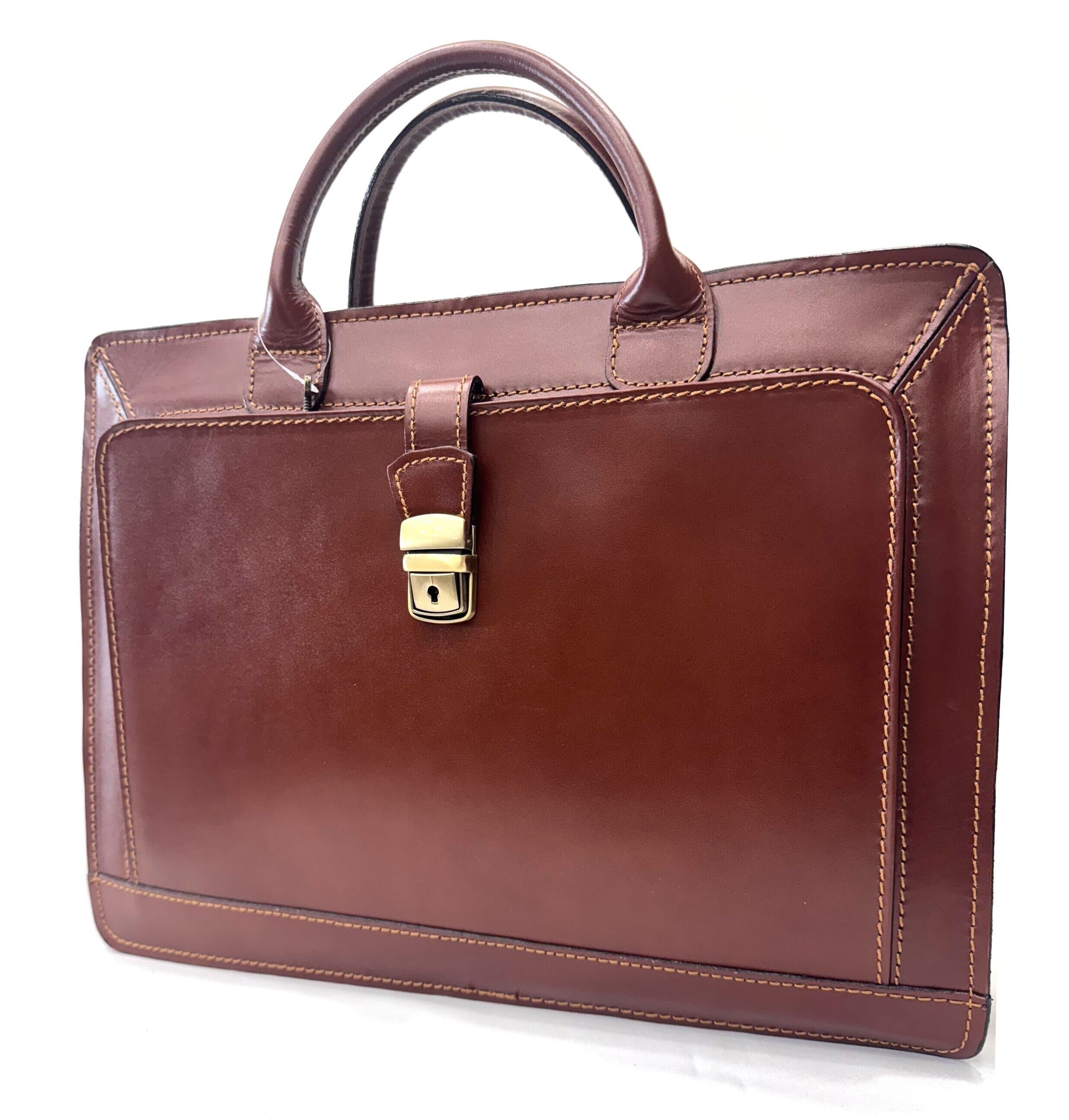Cartella ufficio / lavoro in vera pelle CHIAROSCURO mod. PATRIZIO colore MARRONE, Made in Italy.