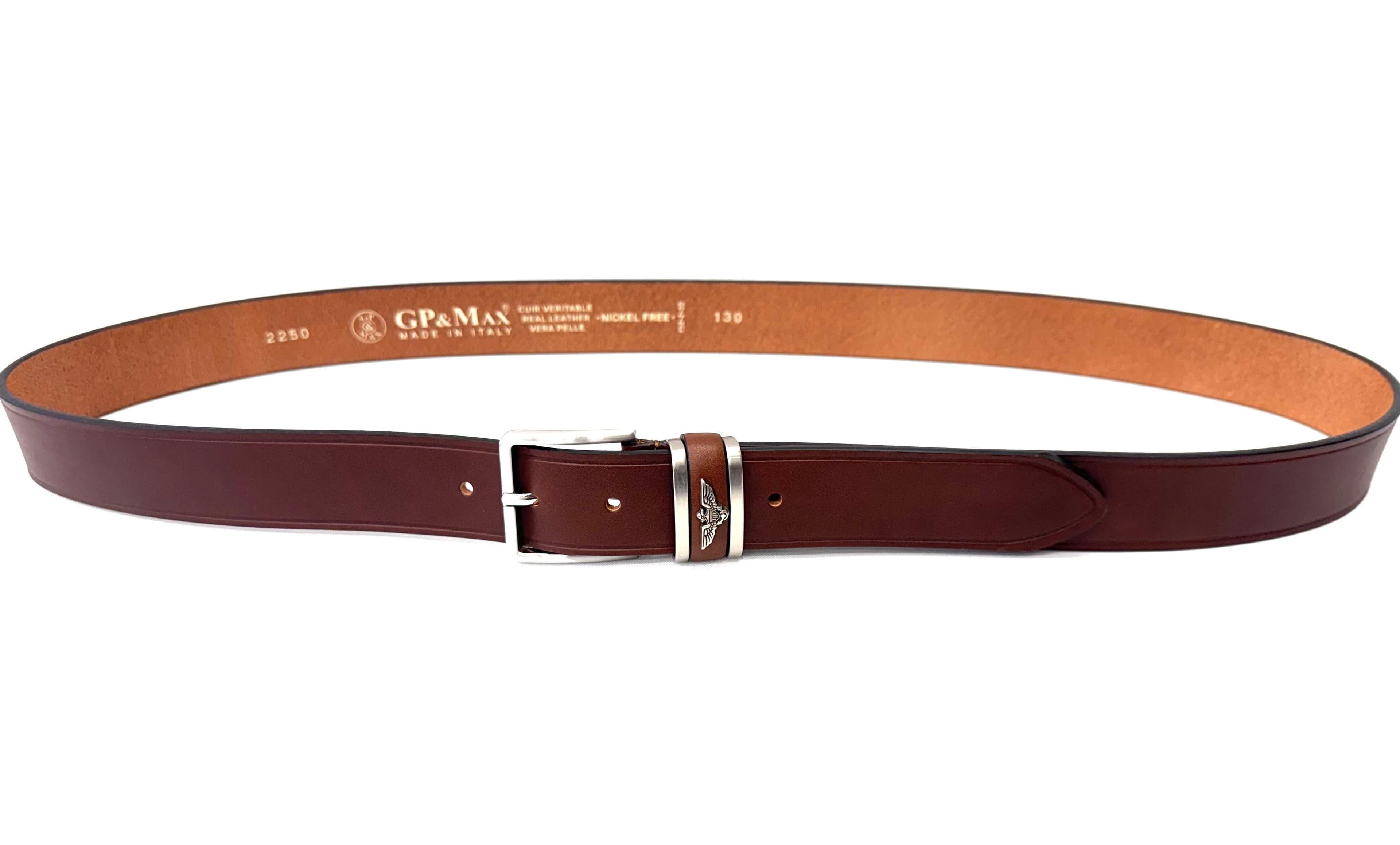 FIDENZA: cintura uomo in cuoio, altezza 3,4 cm, colore: MARRONE, Made in Italy