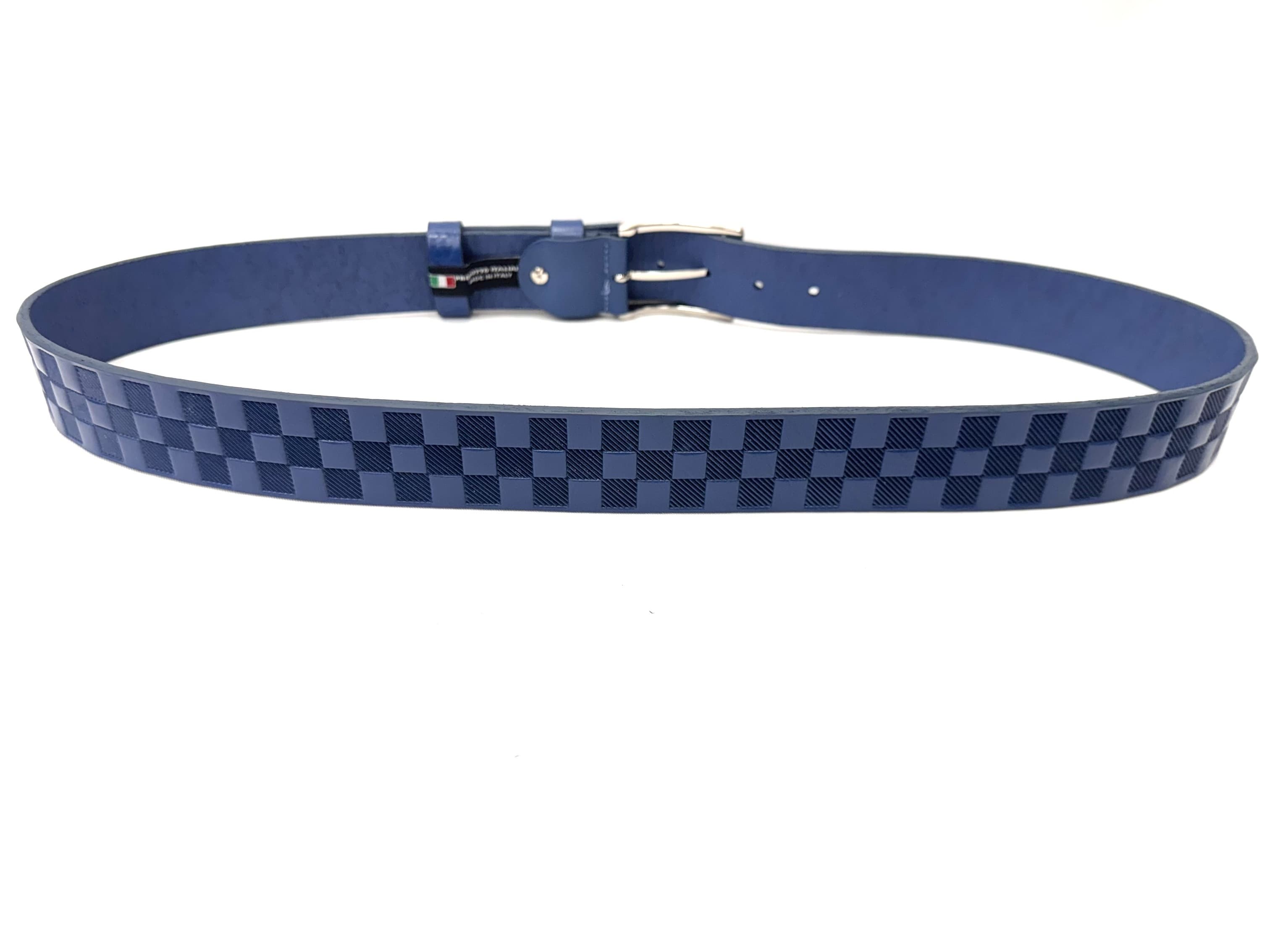 Cintura uomo in vera pelle mod. MAROSTICA colore BLU, CHIAROSCURO, Made in Italy