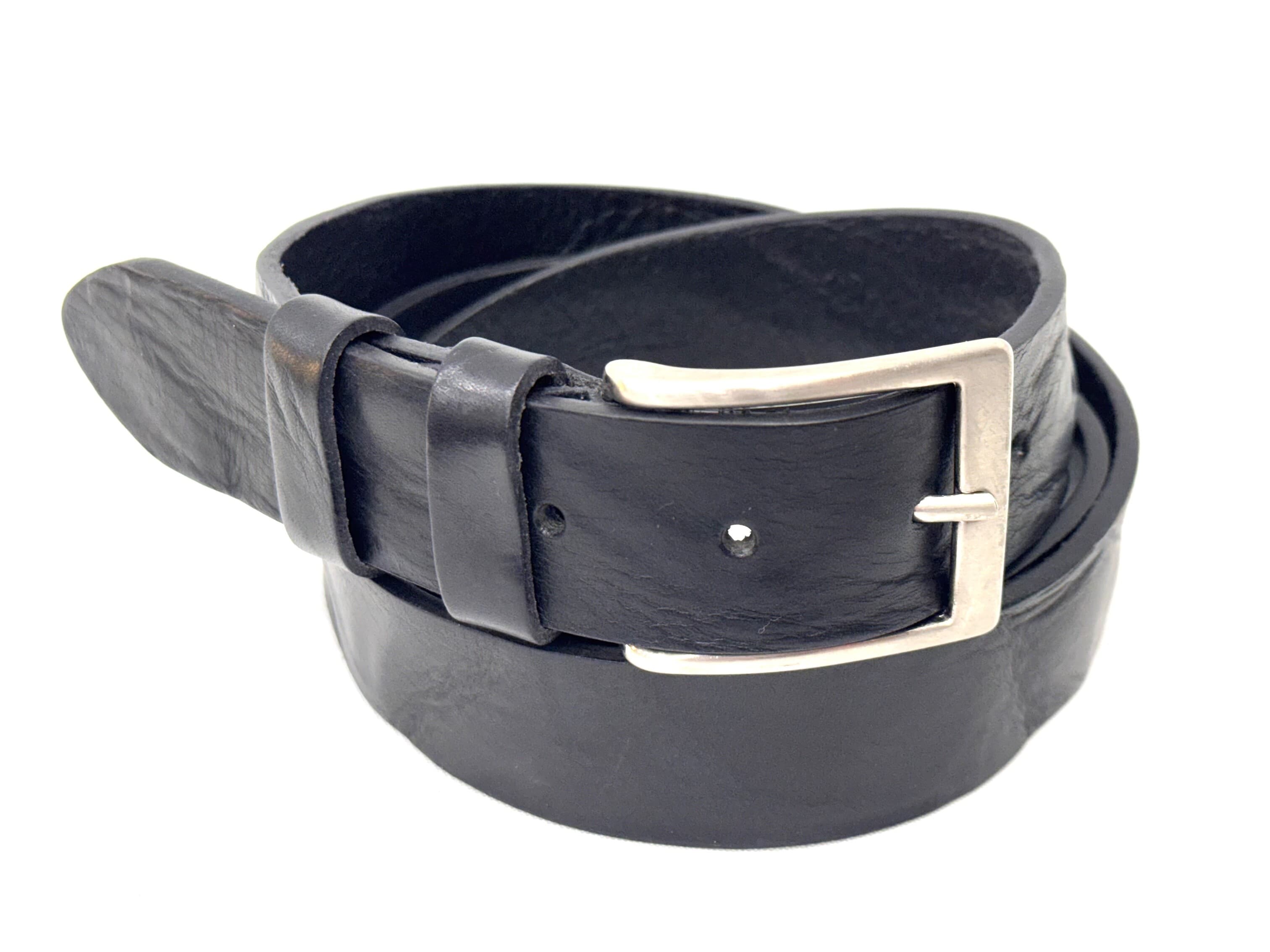 Cintura uomo in vera pelle mod. CORINALDO colore NERO, CHIAROSCURO, Made in Italy