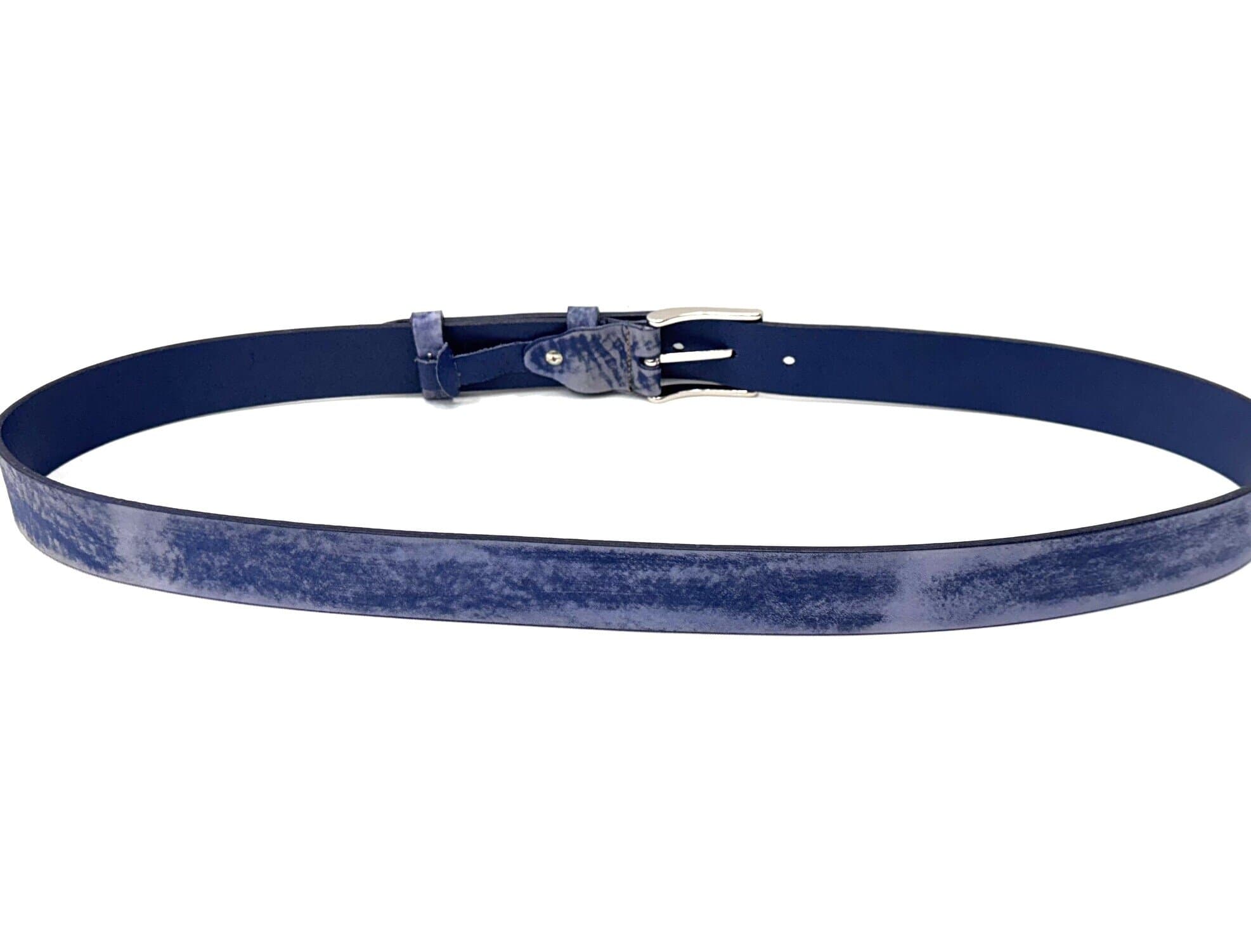Cintura uomo in vera pelle mod. MORANO colore CELESTE, CHIAROSCURO, Made in Italy