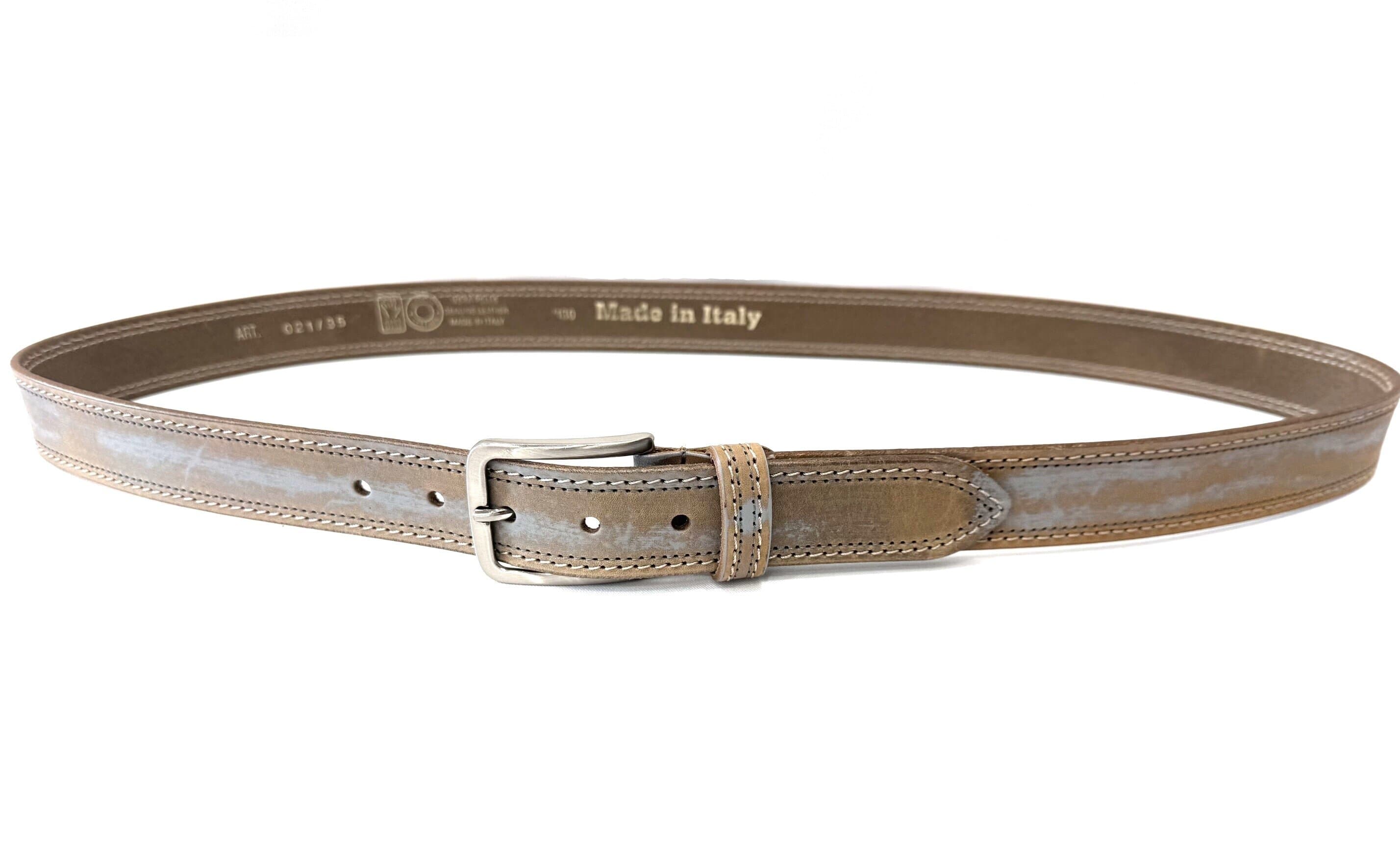 Cintura uomo in vera pelle mod. NAGOYA colore GRIGIO, CHIAROSCURO, Made in Italy