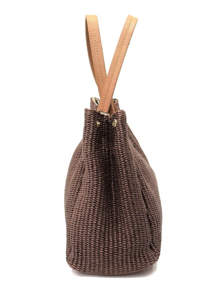Borsa da donna in vera pelle / rafia SCARLETT colore MARRONE, CHIAROSCURO, Made in Italy