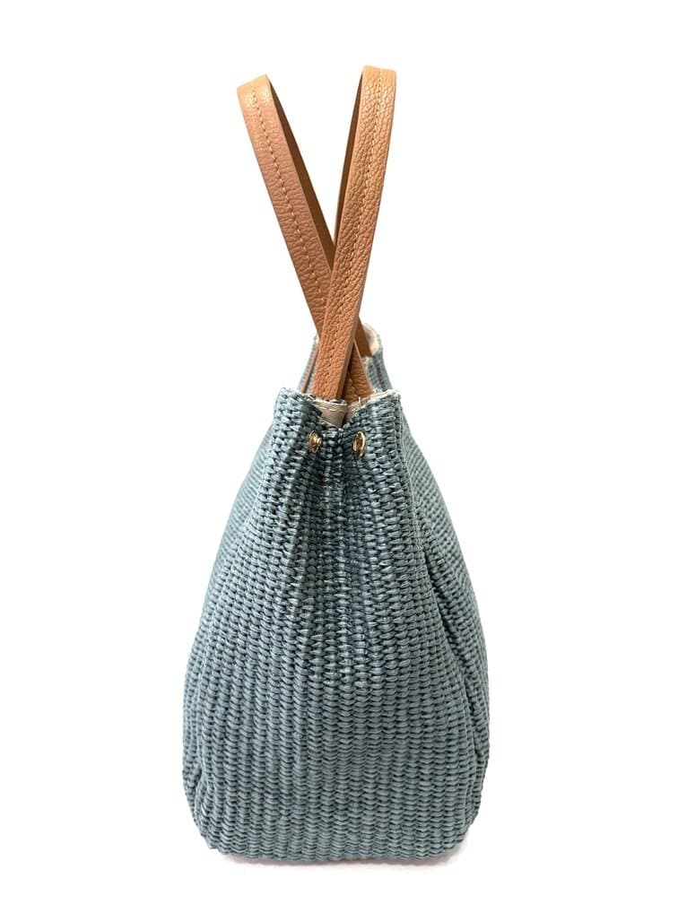Borsa da donna in vera pelle / rafia SCARLETT colore VERDE, CHIAROSCURO, Made in Italy